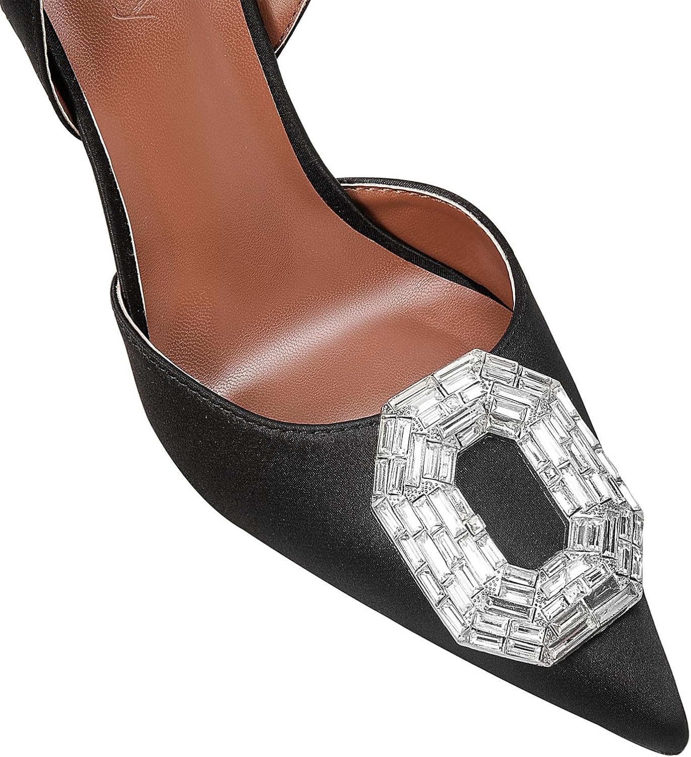 Vertundy Women's Rhinestone Slingback Pumps Pointed Toe Satin Crystal Stiletto High Heels Sandals Party Wedding Bride Pump Dress Shoes - Image 2