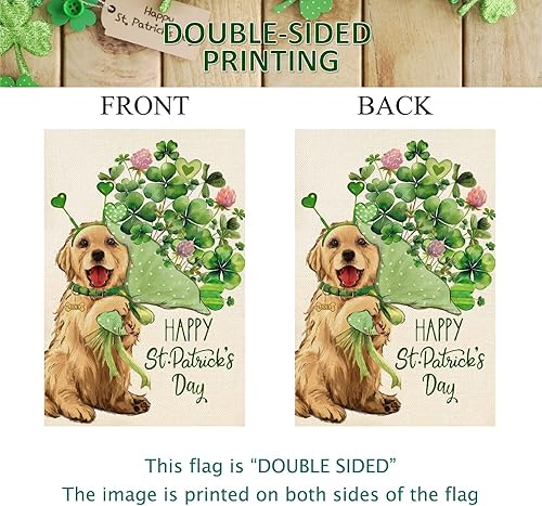Miniatura 6 de Baccessor Bandera de jardín para perros del Día de San Patricio de 12.5 x 18 pulgadas, vertical, de doble cara, trébol de trébol verde, trébol de