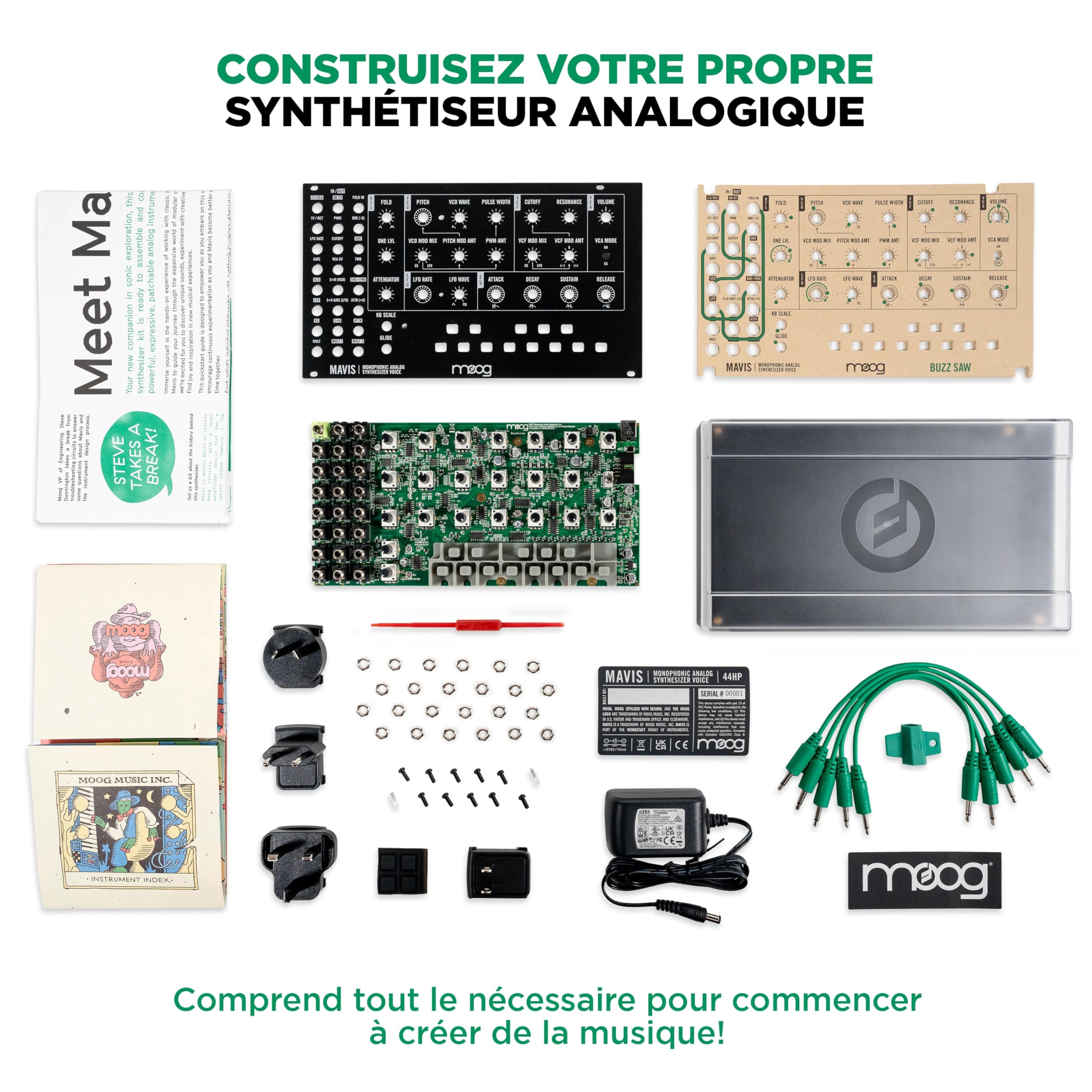 MOOG Mavis - Synthétiseur Analogique Autonome Semi-Modulaire avec Clavier, Oscillateur Analogique, Filtre, Générateur d'Enveloppe, Wavefolder