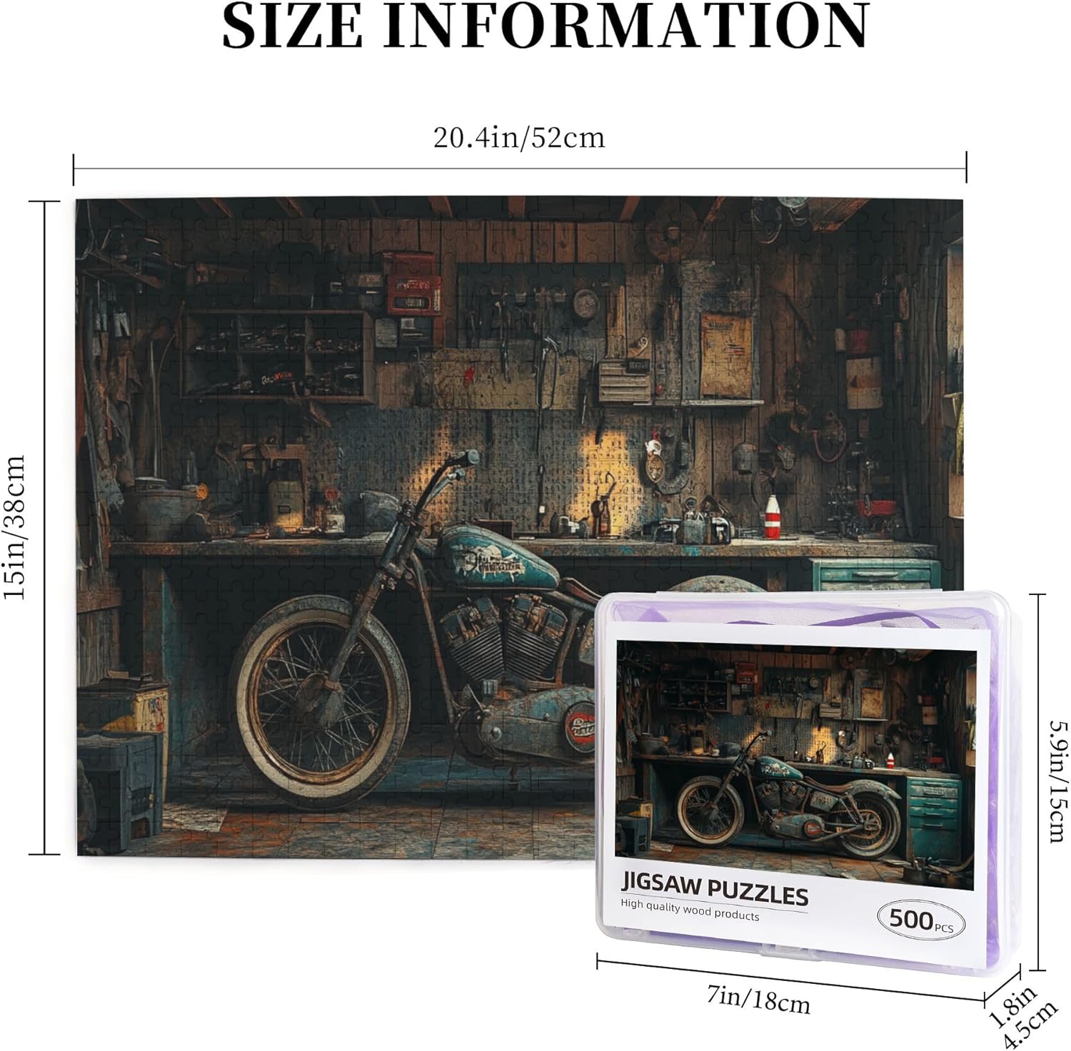 Vintage Styles Motorcycle Puzzles for Adults 500 Pieces,Stress Relieving Pleasure,Challenging Mental Puzzles,Appreciate The Charm of Machinery,Unique Artwork for Adults,for Motorcycle Lovers