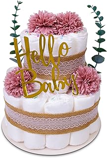 MilaBoo® Tarta de pañales vintage eucalipto verde I Regalo recién nacido con pañales hipp