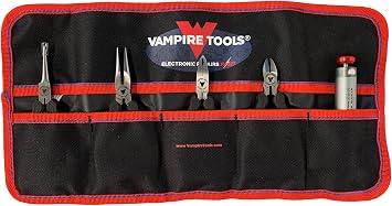 VAMPLIERS 8-Inch Mini Tool Roll Up Organizer Pouch, 5 Pockets. Secure Storage for Small Pliers, Wrenches, and Various Other Small Electronic/Hand Tools. Water Resistant Lining.