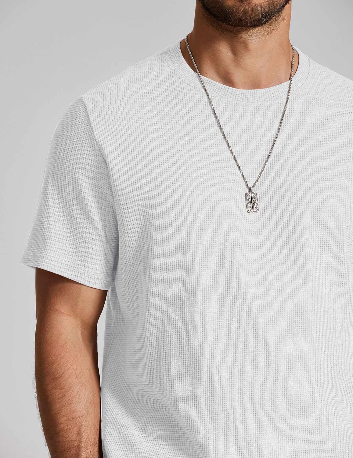 COOFANDY Mens 2 Pieces Outfits Casual Cotton T Shirt and Shorts Set Summer Short Sleeve Waffle Tracksuits - Image 3