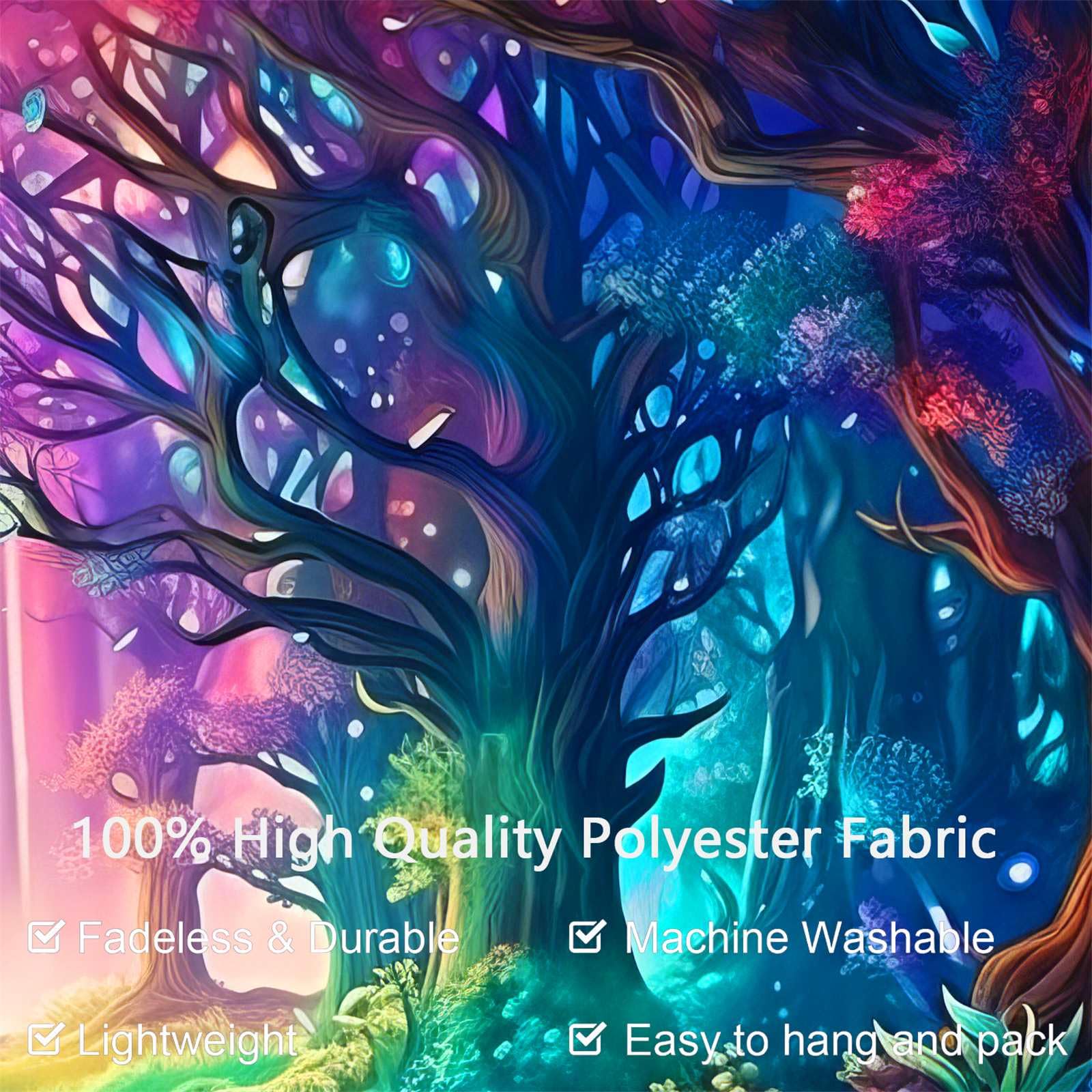 Arsey Large Wall Tapestry Hanging Forest Plants Trippy UV-Reactive Blacklight Tapestries Aesthetic Decor Living Room Bedroom Party Decoration Backdrop - Image 2