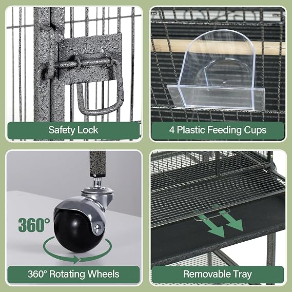 ZENY 53-Inch Parakeet Bird Cage, Wrought Iron Large Parrot Flight Birdcage