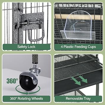 ZENY 53-Inch Parakeet Bird Cage, Wrought Iron Large Parrot Flight Birdcage