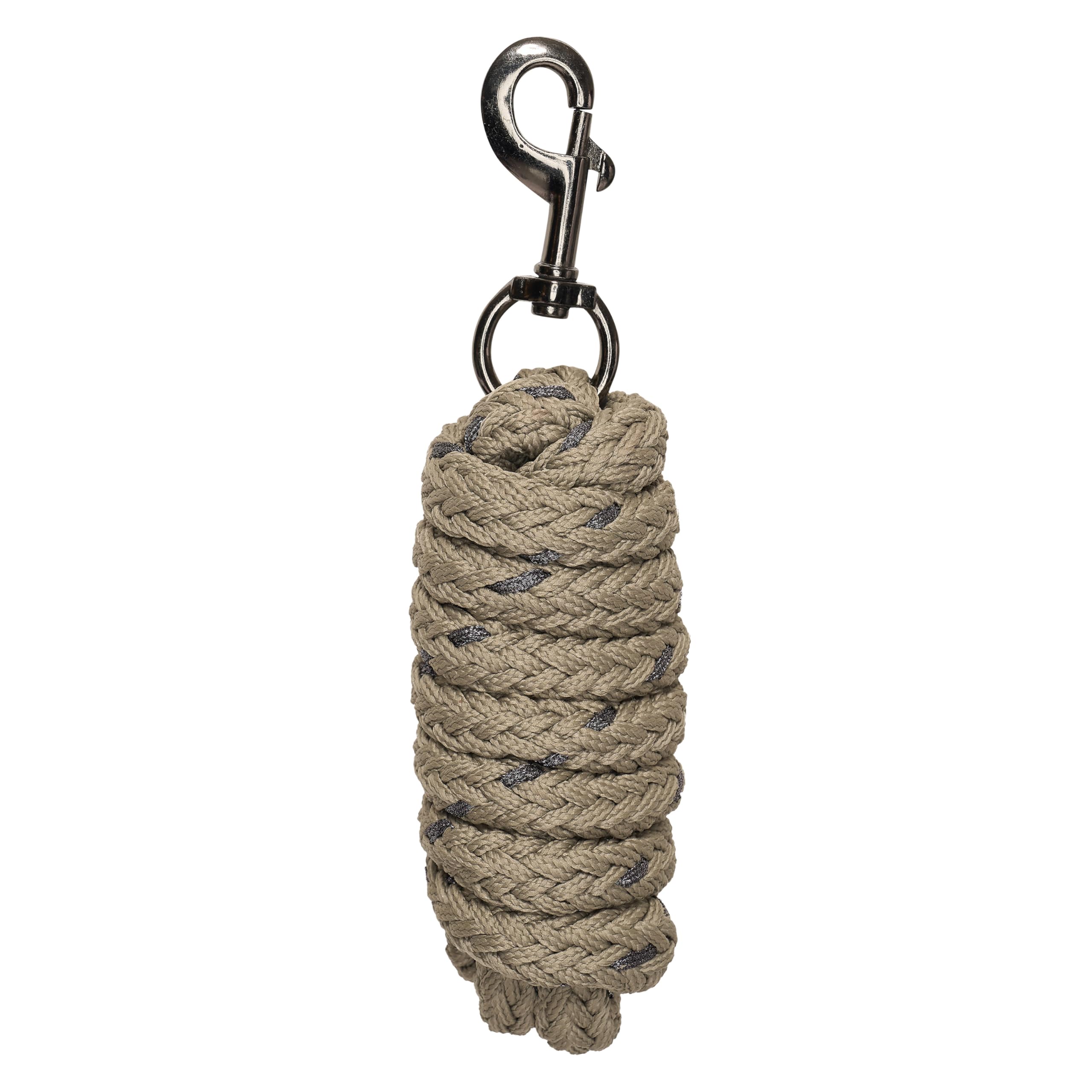 Imperial Riding IRH Deluxe Lead Rope with Lurex Thread, Carabiner Hook, Nylon Coated Light Olive Green