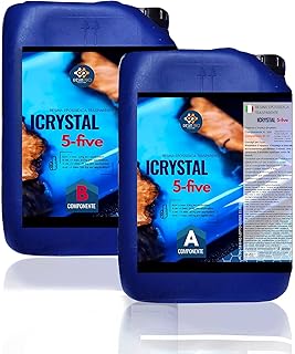 RESINA EPOSSIDICA CRYSTAL FIVE 33 KG: Ideale per tavoli in resina e colate fino a 5cm di spessore - Certificata Atossica - Guanti in Omaggio – Assitenza Tecnica in italiano - 100% Made in Italy