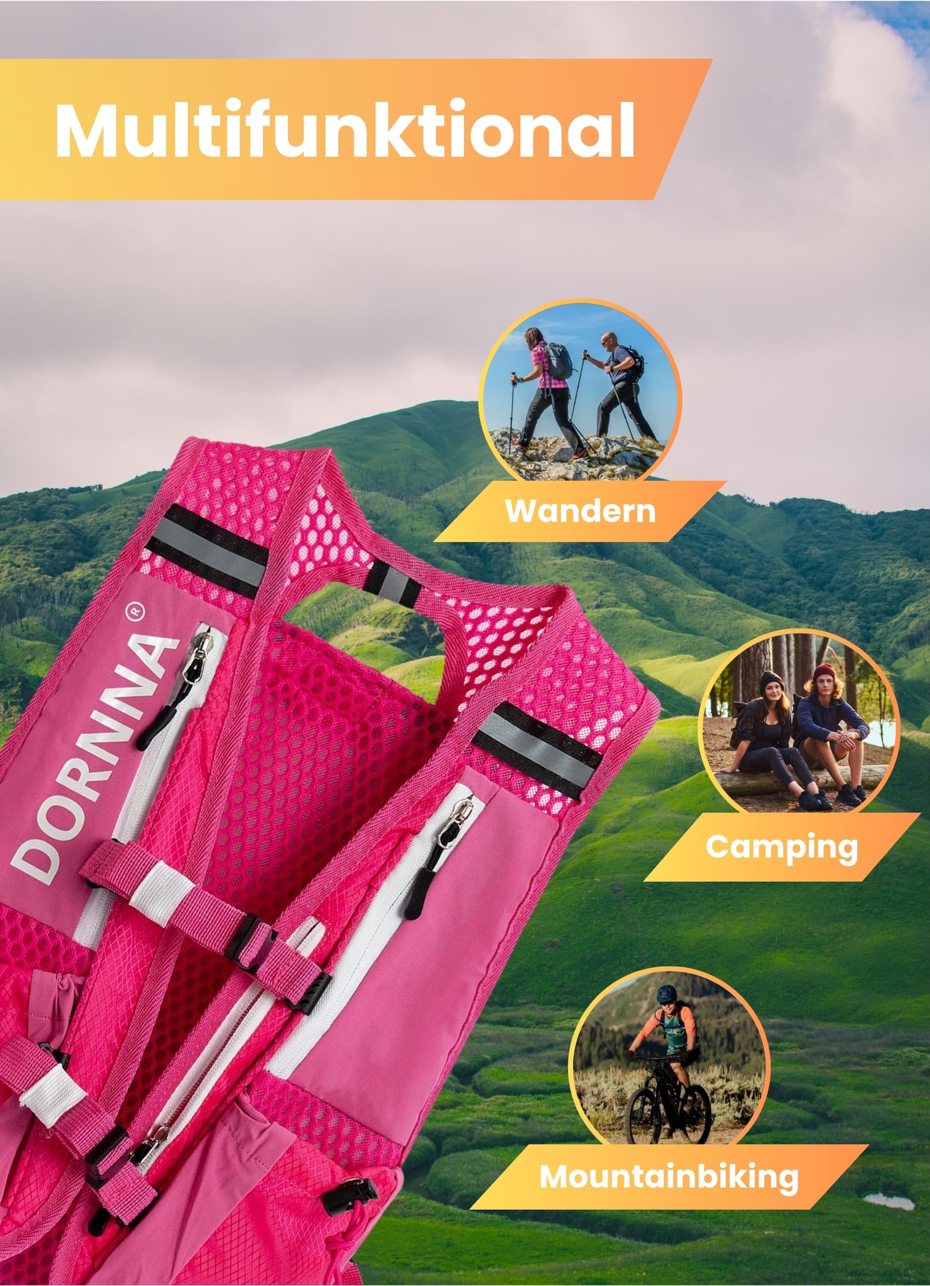 Ultra Terra V2 - Laufweste Damen und Herren mit 2 Trinkflasche 500 ml, Running Vest Einheitsgröße, Laufrucksack Herren, Trinkrucksack Laufen.