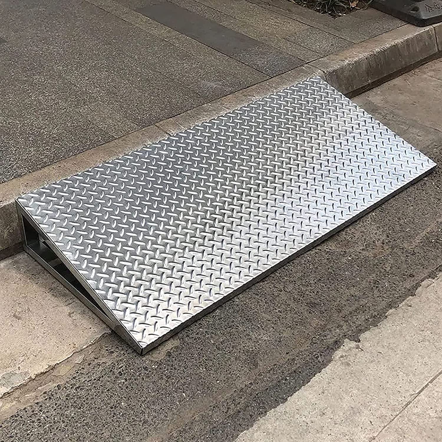 Rampa de umbral de Acero Inoxidable, rampa de acera para Puertas, rampa portátil para Silla de Ruedas, Alfombrilla para escalones, Canal de elevación para Bicicletas/Scooters/Equipaje/Coche,
