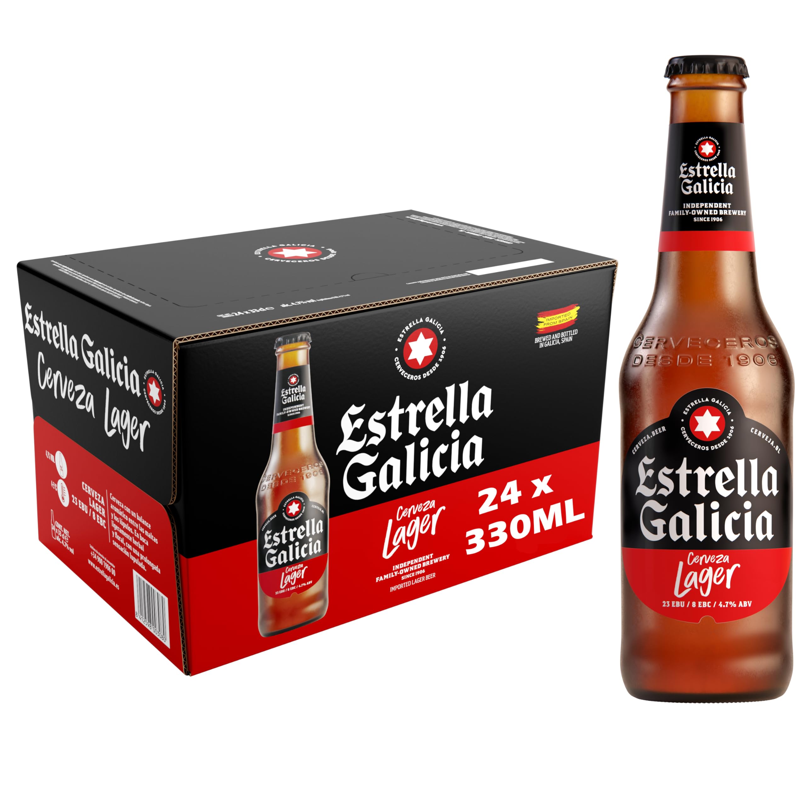 Estrella Galicia Premium Lager, 33 cl (Pack of 24)