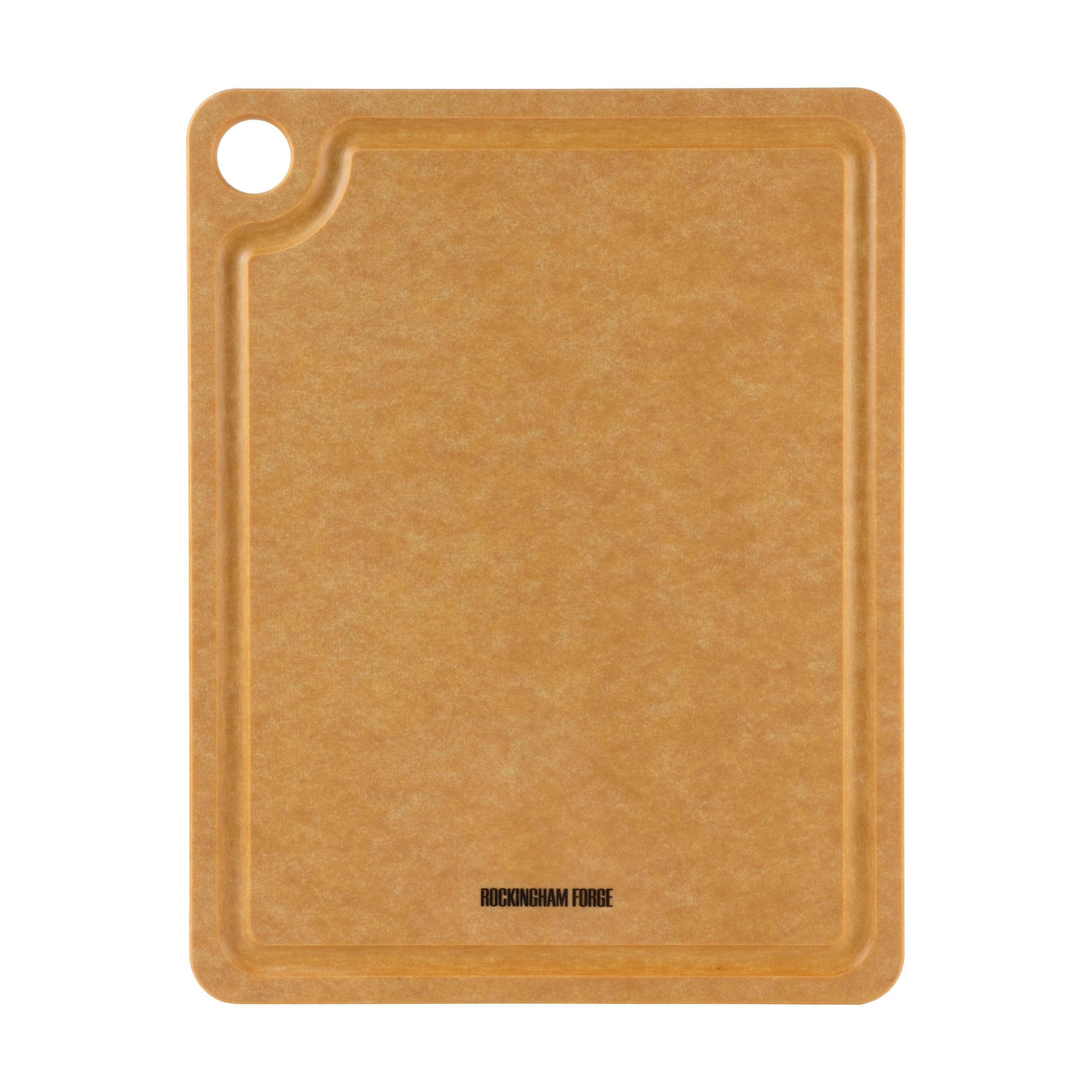 Rockingham Forge Wood Fibre Cutting Board with Groove Natural 30x23.5x0.6cm, Heat Resistant Chopping Board Dishwasher Safe, Wooden Carving Board with Juice Reservoir, Commercial Chopping Boards