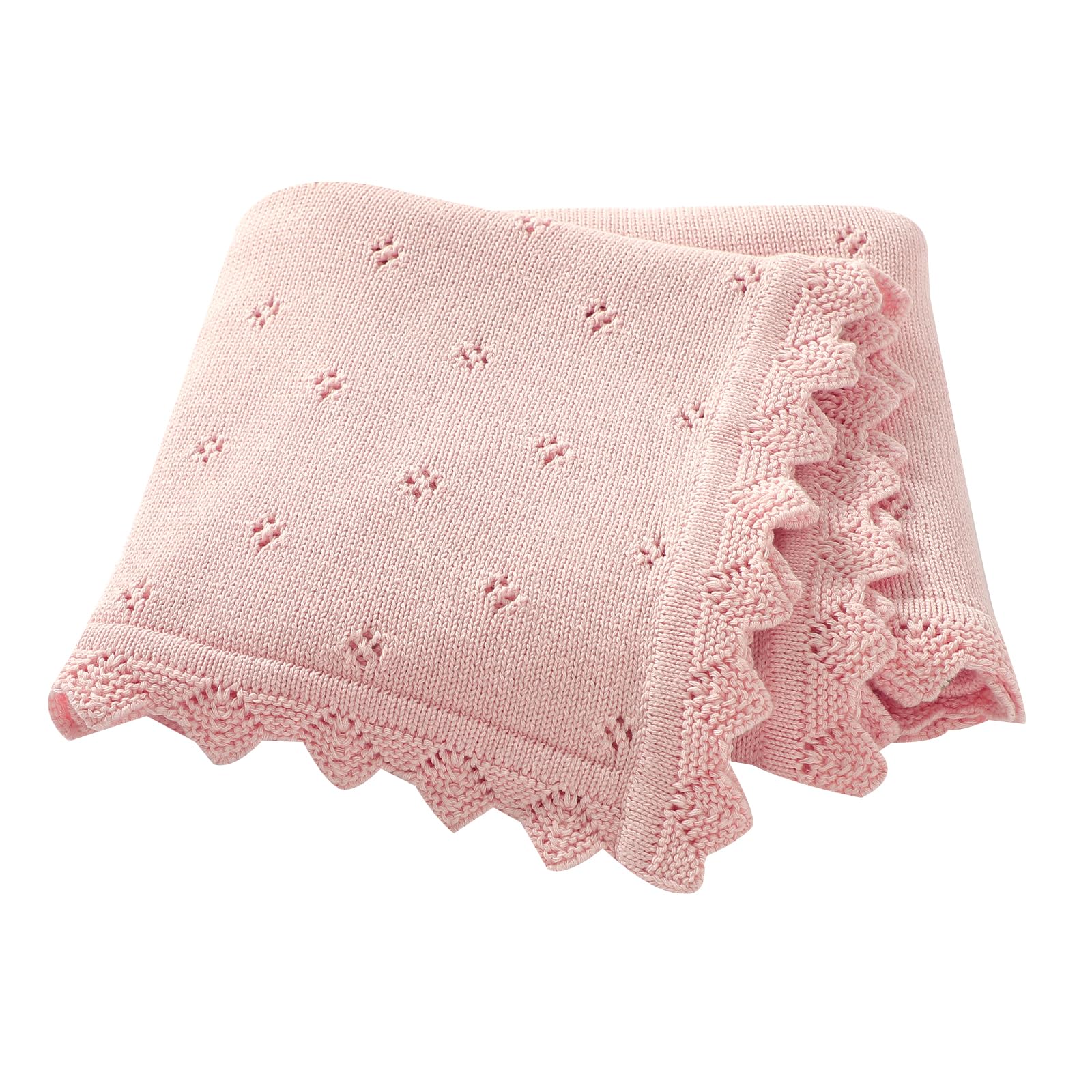 Hadetoto Baby Blanket 100% Cotton Knit Baby Blankets Baby Gifts Baby Essentials for Newborn 100 x 80 cm (Pink)