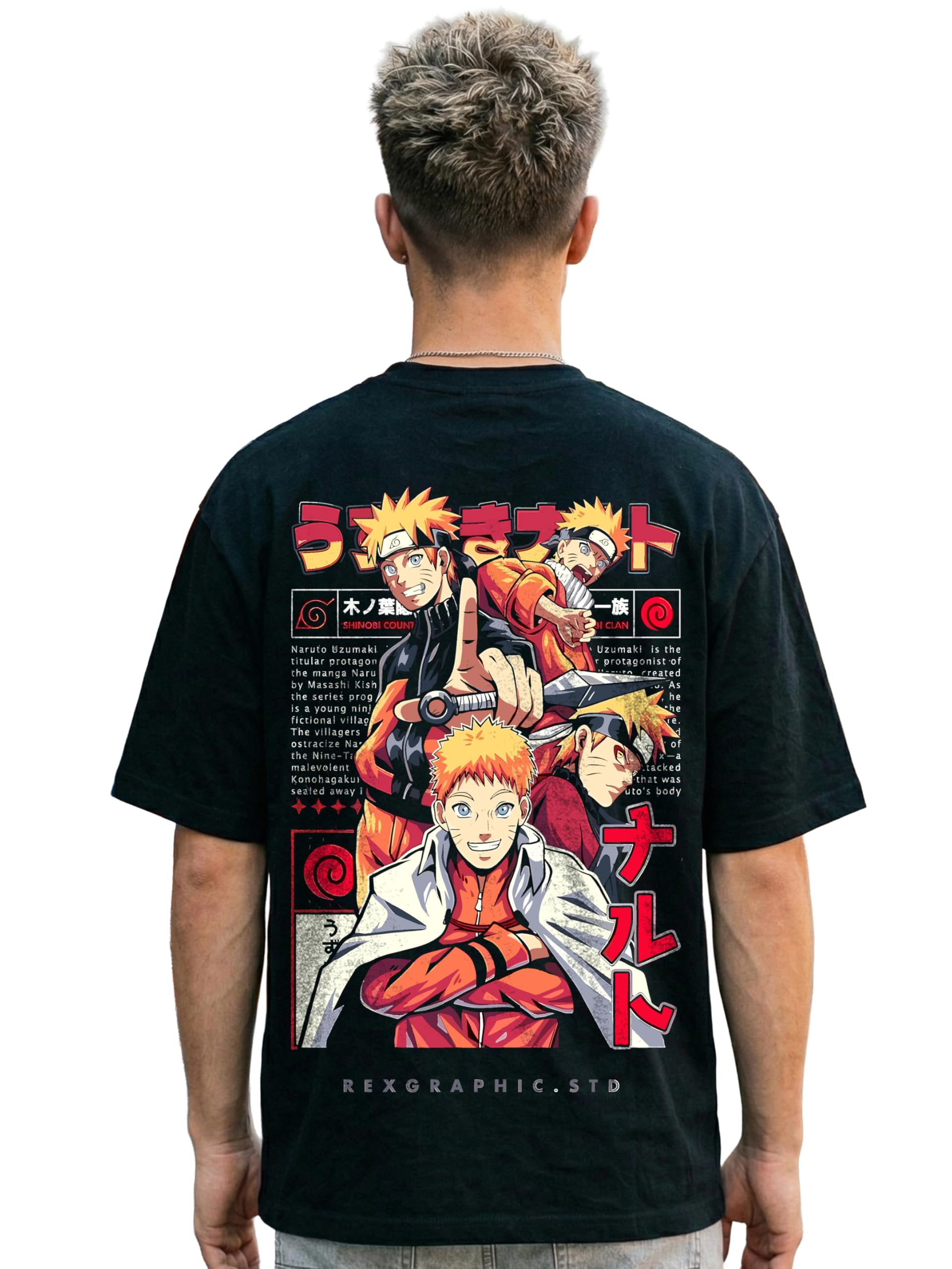 Buy swiftrux Mens Naruto Oversized Anime French Terry Cotton Half