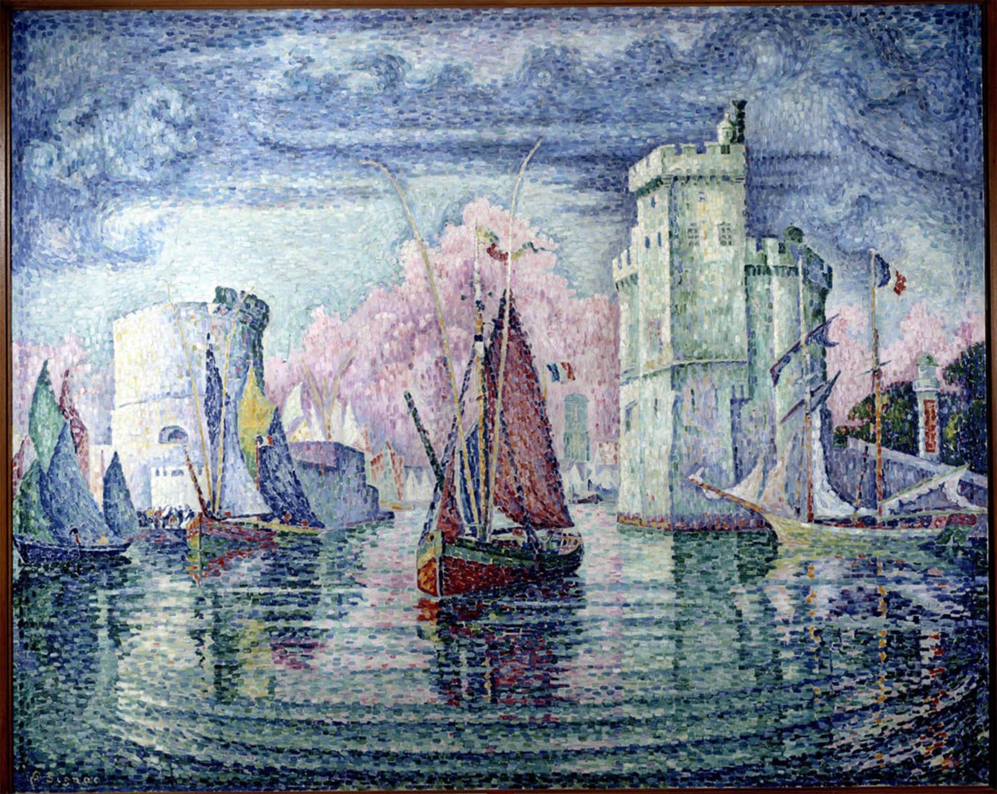 Artxlxxbn No Frame Famous Painting Canvas Artwork Graffiti Print The Port Of La Rochelle Painting By Paul Signac Portrait Canvas Image For Home Decor 60X90cm