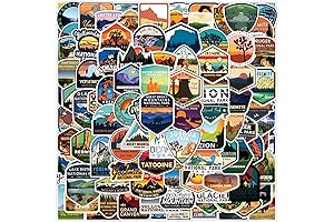 100 Pieces National Park Outdoor Adventure Stickers for Water Bottles and Laptops
