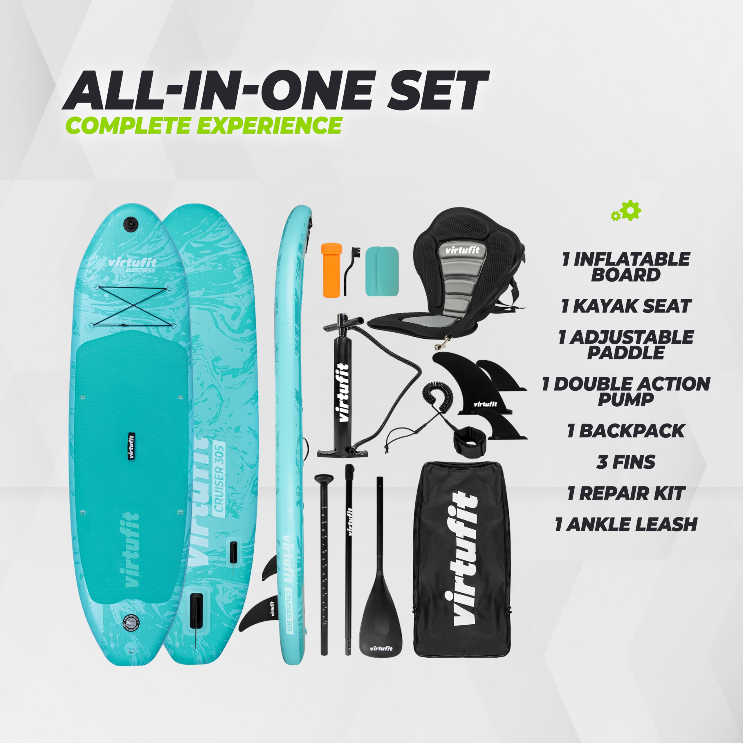 VirtuFit Supboard Cruiser 305 - różowy - z siedziskiem kajakowym, akcesoriami i torbą do przenoszenia