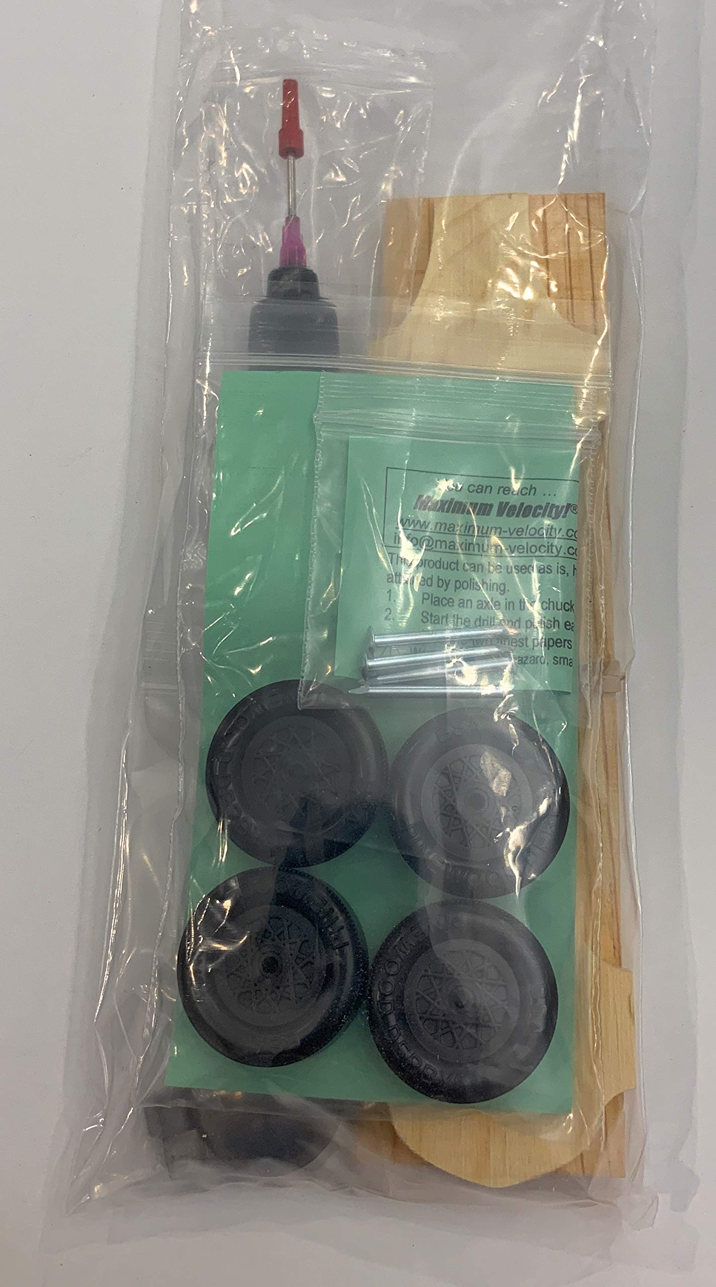 Maximum Velocity Pine Derby Car Kit | Derby Car Kit Includes Speed Official Scout Wheels, Axles, Graphite & Tungsten Weight | Maxinator Pinewood Car