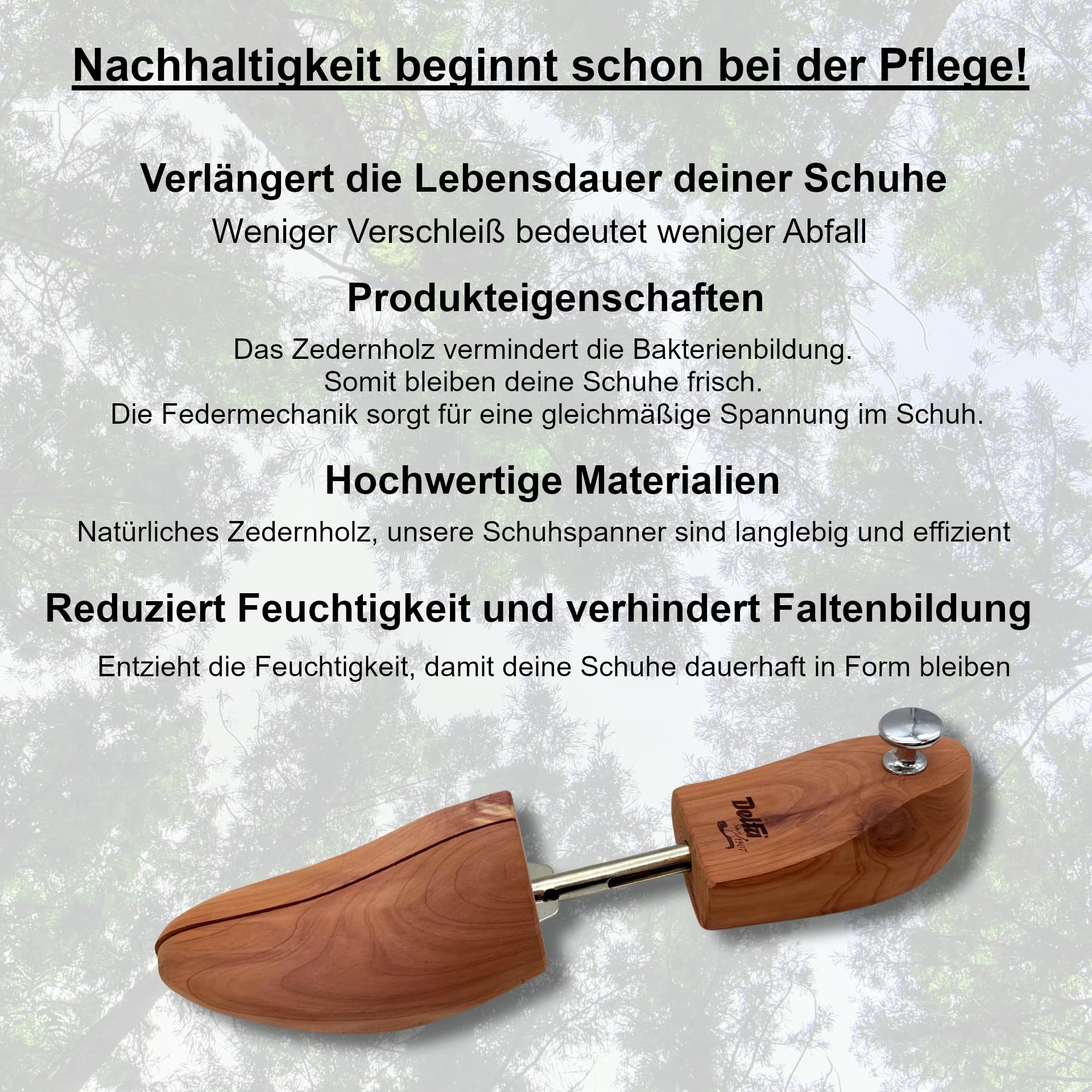 DELFA Cedar Premium Schuhspanner Gr.40/41 bis 46/48 | 5 Paar, mit exklusivem Schuhbeutel, naturbelassenes Holz aus der Red Cedar