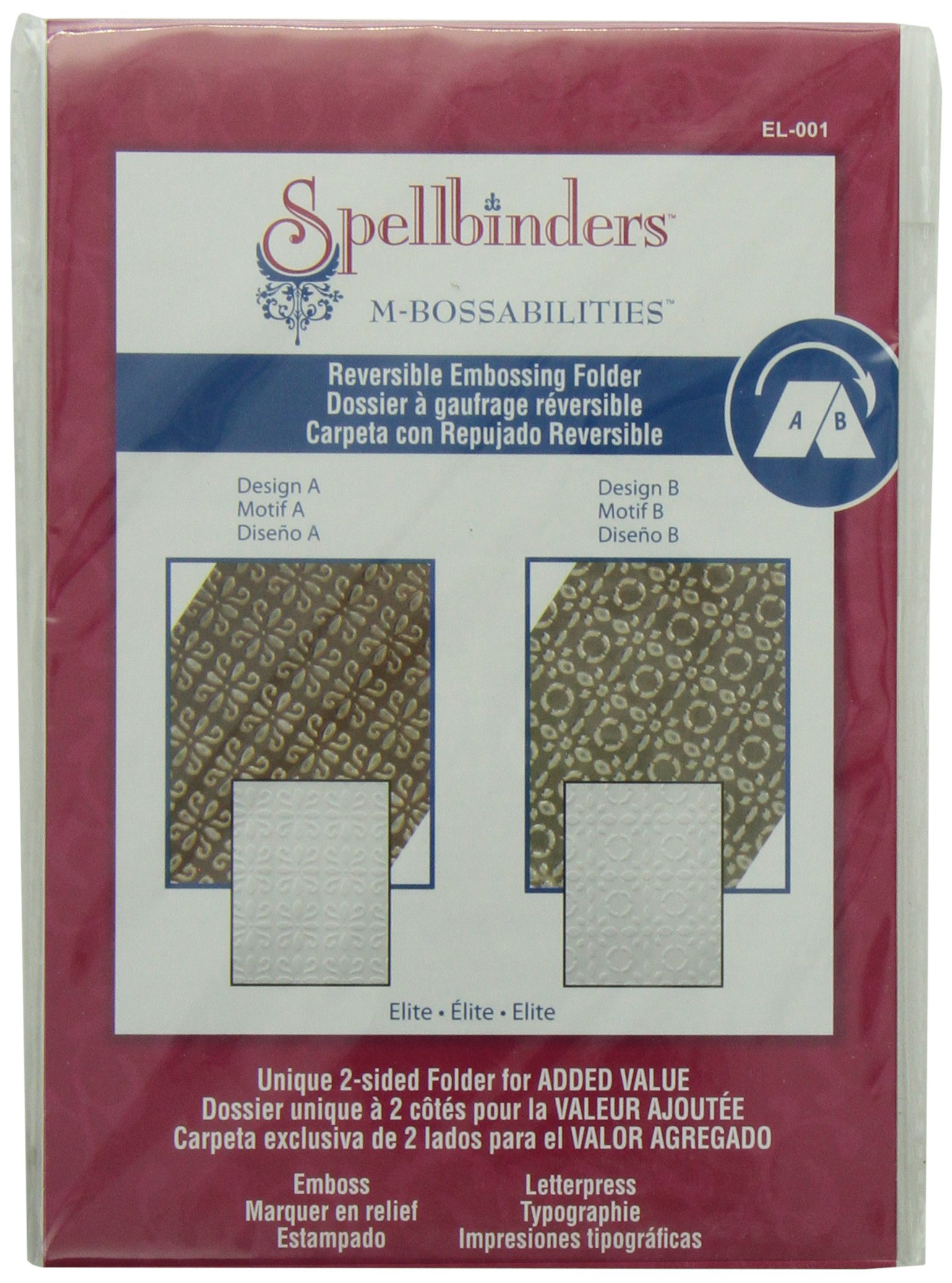 Spellbinders EL-001 M-Bossabilities Reversible Embossing Folder, Elite