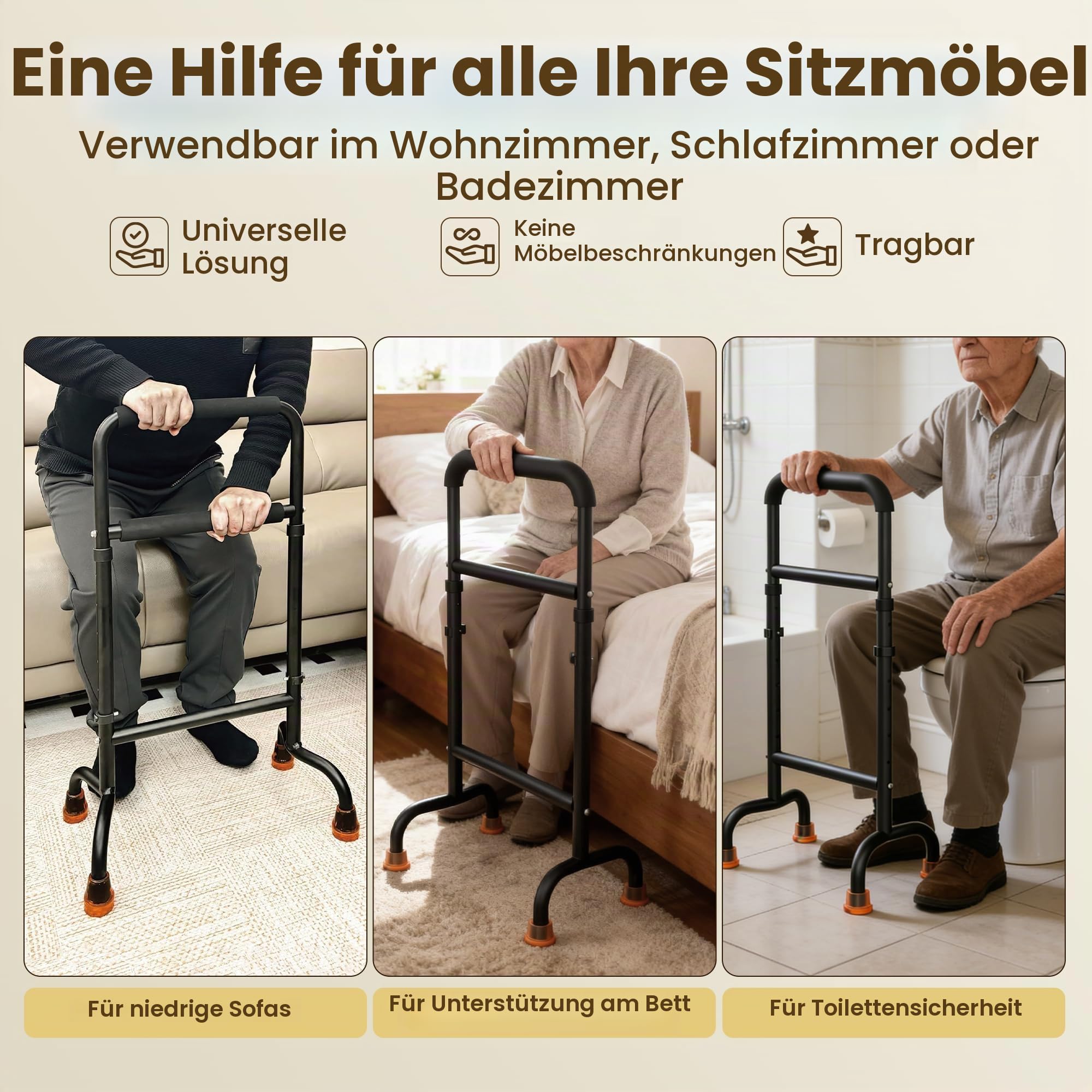 Stehhilfe für Stuhl und Couch, höhenverstellbare Mobilitätshilfe für Senioren, Leichter Aluminiumrahmen mit 204 kg Kapazität