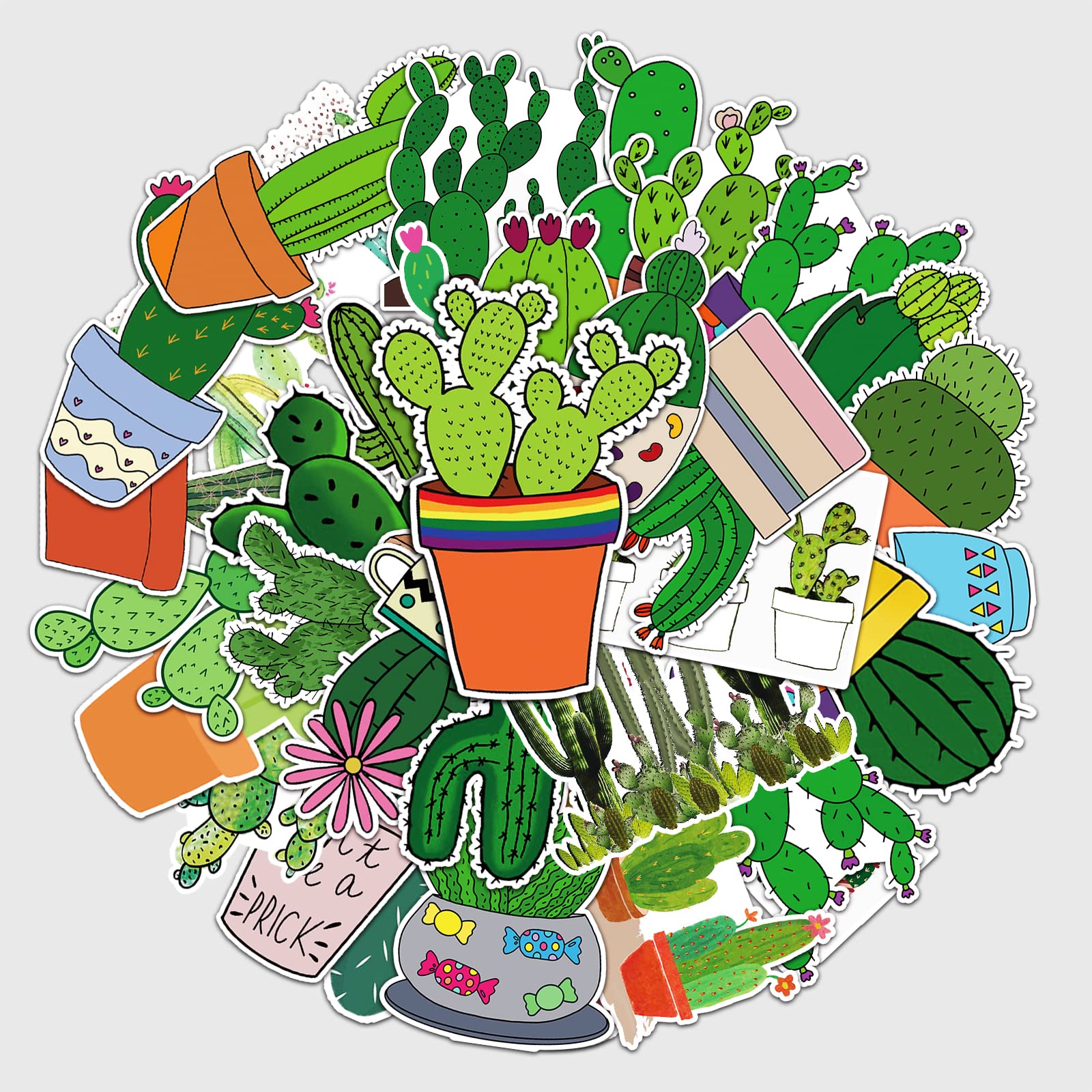 Seedware 50 Pcs Cute Stickers,Zombie Halloween,Vinyl Waterproof Stickers for Water Bottles Laptop Skateboard Journaling Scrapbook, Sticker Decals for Adults Teens Girls Kids and Women (Cactus) 3