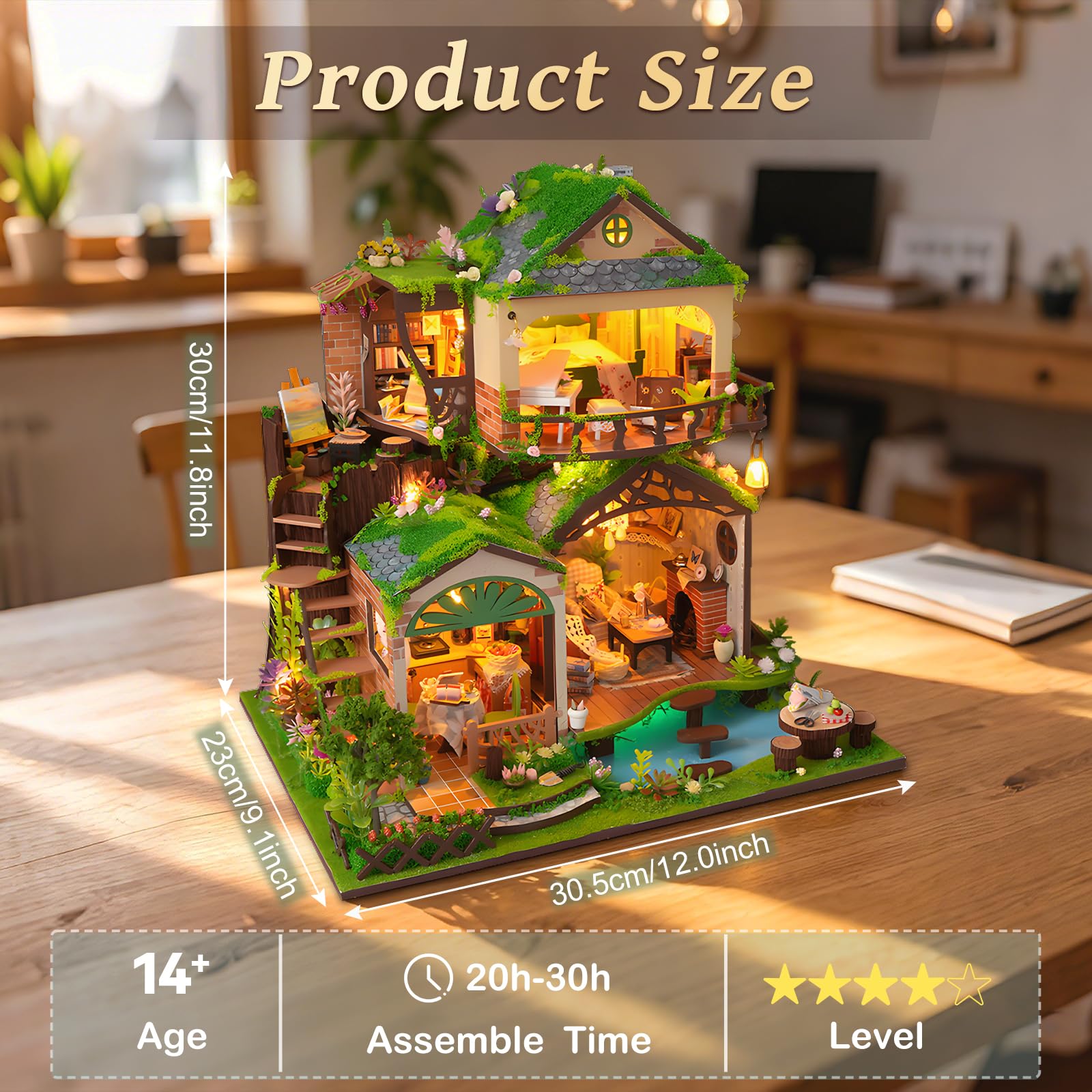 Miniaturowy zestaw domków dla dorosłych, bajkowy baldachim, diorama, budynek z meblami, kreatywny zestaw do dekoracji regału na książki, wyjątkowy prezent na urodziny, Dzień Matki