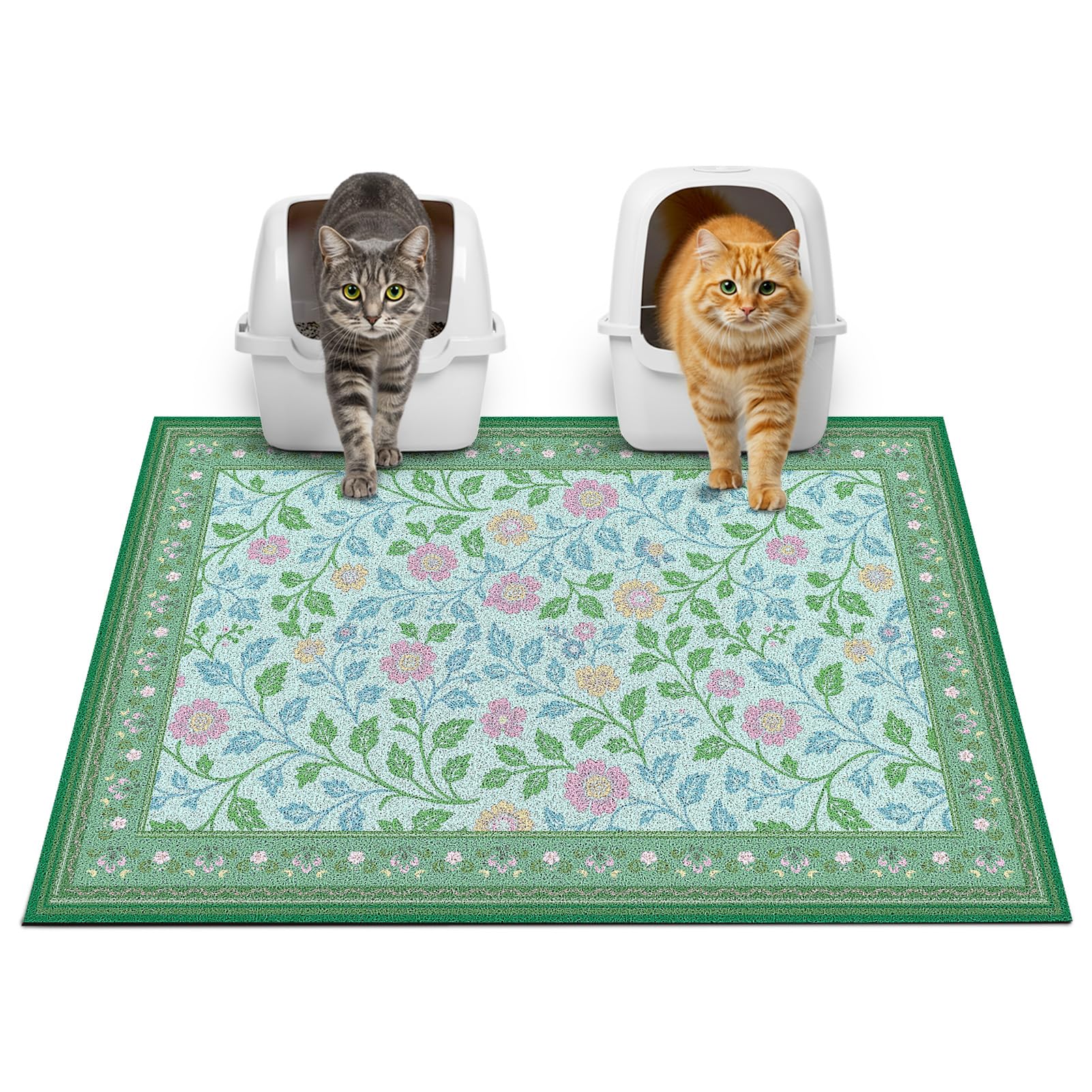 Glittme Cat Litter Mat with Non-Slip Bottom Litter Box Mat 33"X22" Litter Trapping Mat Easy to Clean Washable Cat Food Mat for Kitty โ image 1
