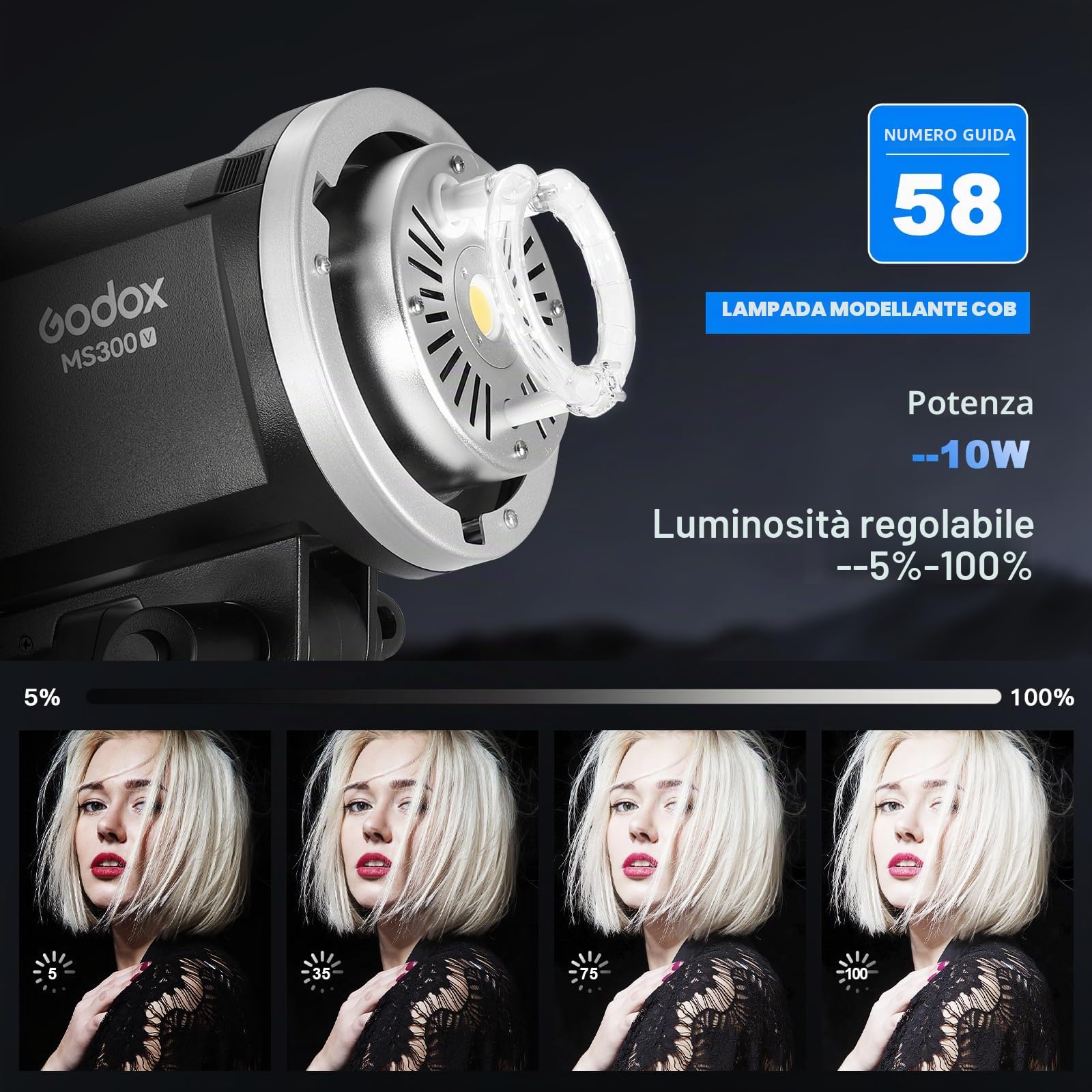 GODOX MS300V Flash Kit per riprese in studio, video e ritratto con supporto luce softbox
