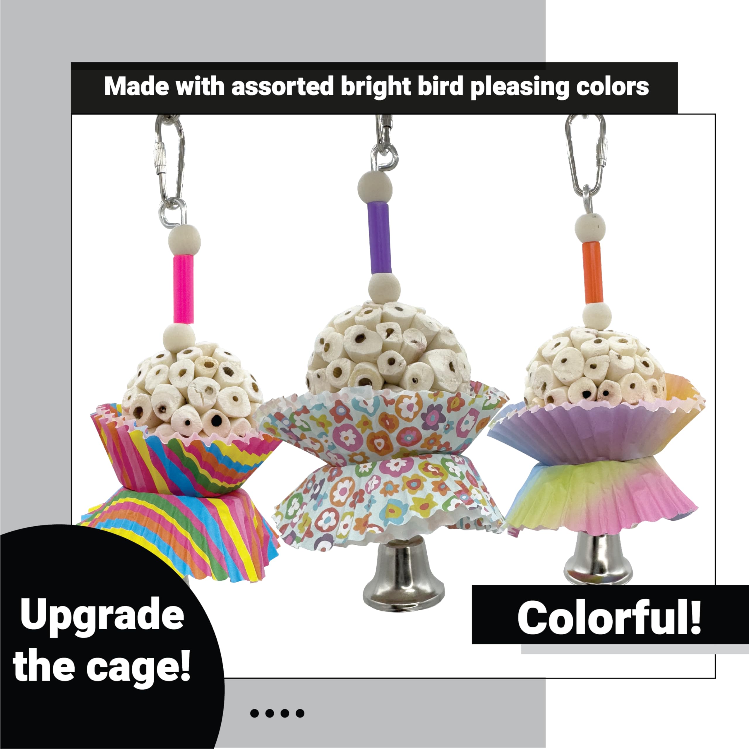 1925 Small Sola Cake - Bird Toy & Cage Accessories For Parakeet, Parrot, Cockatiel, Green Cheek Conure - Natural Wood Ball With Paper Cupcake Shredding Foraging Fun - Soft Destructible Chew Parts - image 7
