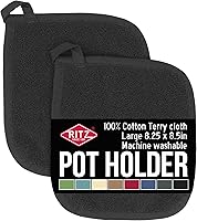 Vista 1 de RITZ Agarradera de olla y salvamanteles de rizo: Resistente al calor sin igual, duradera 100% algodón – Diseñado ergonómicamente para un agarre