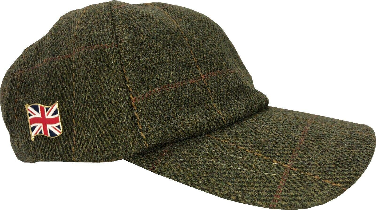 Nicky Adams Countrywear Men's Dark Tweed Baseball Cap With Waterproof Leather Peak | Stylish Outdoor Cap For | Teflon-Coated Wool | Made In Uk | Ideal For Fishing, Hunting And Hiking