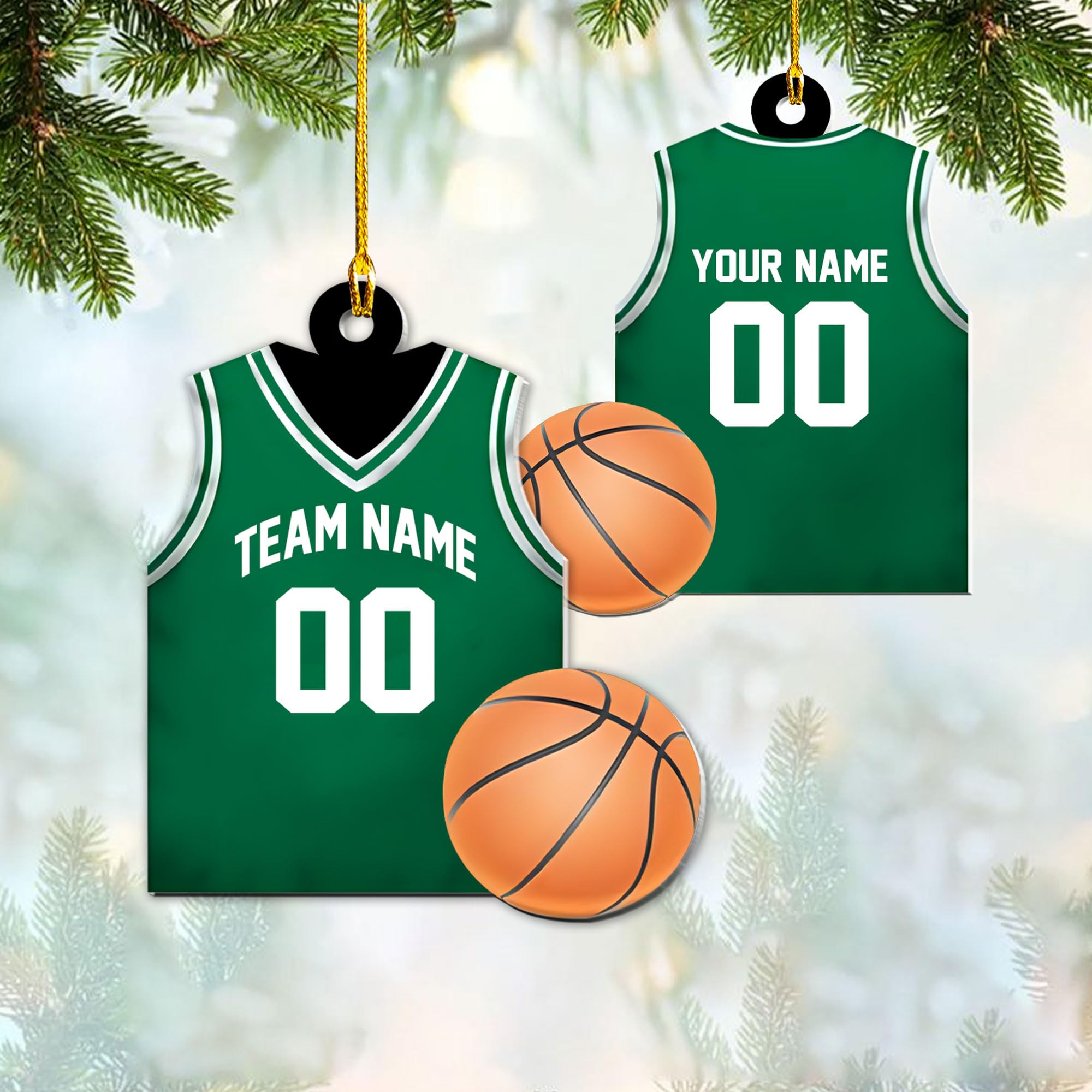 Personalized Basketball Ornament for Christmas Tree 2024 - Custom Player Gift for Team, Hanging Decor (B5)