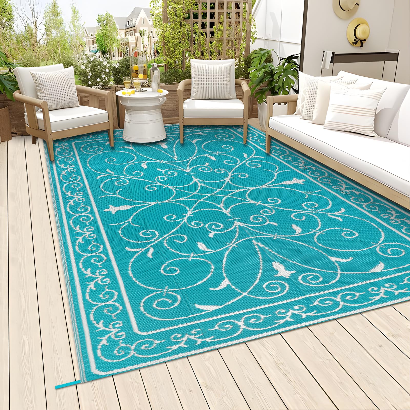 Tappeto Impermeabile Capslpad 180x270 Cm Reversibile, In Plastica Con Cerniera E Paletti, Per Campeggio, Picnic E Spiaggia