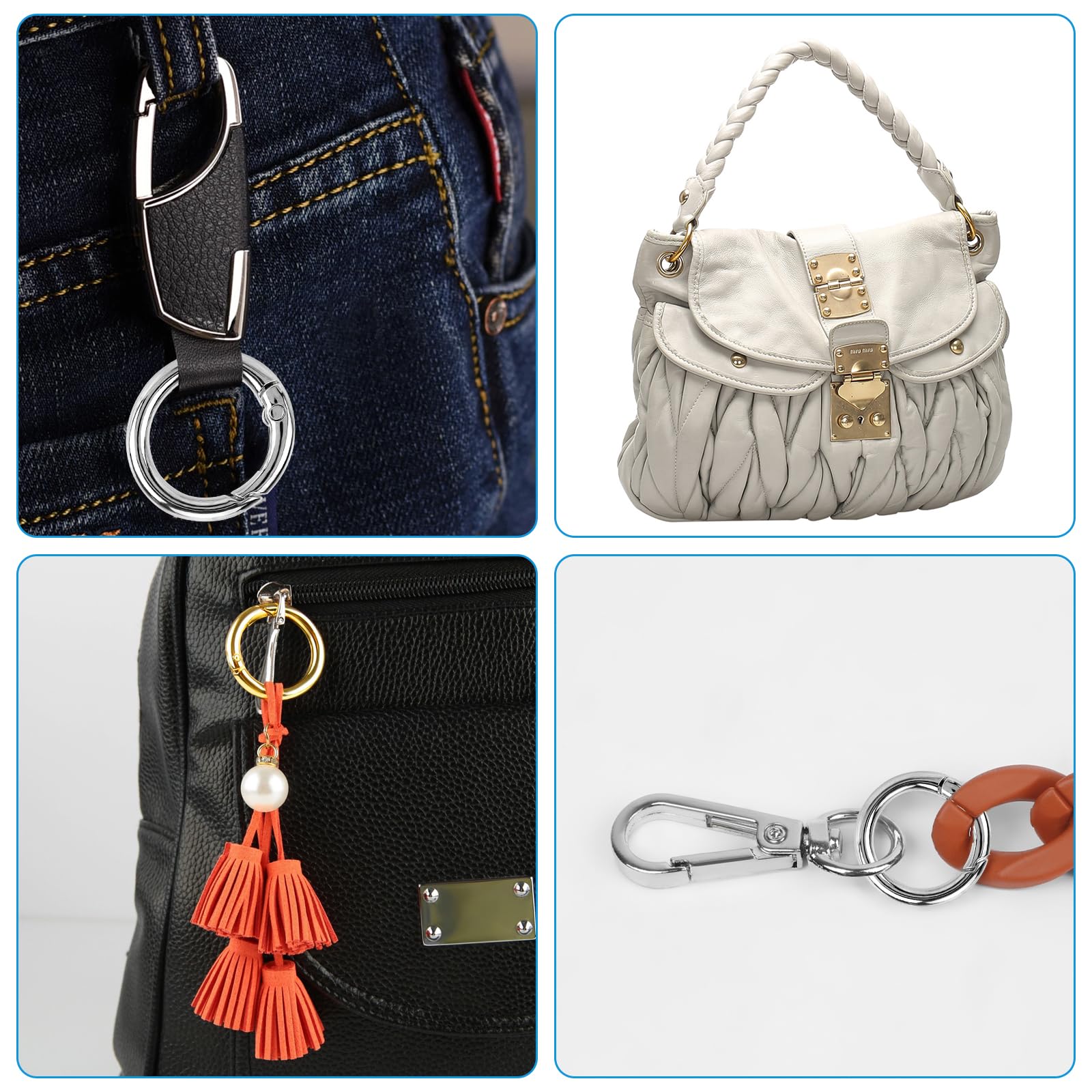 30 Pezzi Scatto Molla Rotonda, Accessori per Borse Uncinetto, 25mm Moschettone per Borse, Fibbia Portachiavi, Anelli per Borse, Zaini Portafogli, Artigianato, Bagagli Cinghie (Argento&Oro)