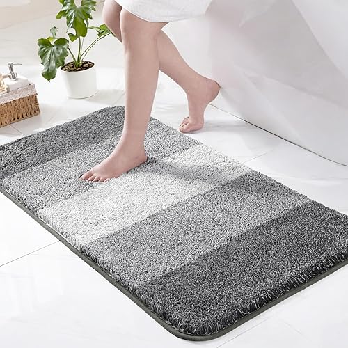 Vista 16 de Exclusivo Mezcla Alfombras de baño de 17 x 24 pulgadas, extra suaves, antideslizantes, absorbentes, de microfibra absorbente, lavables a máquina