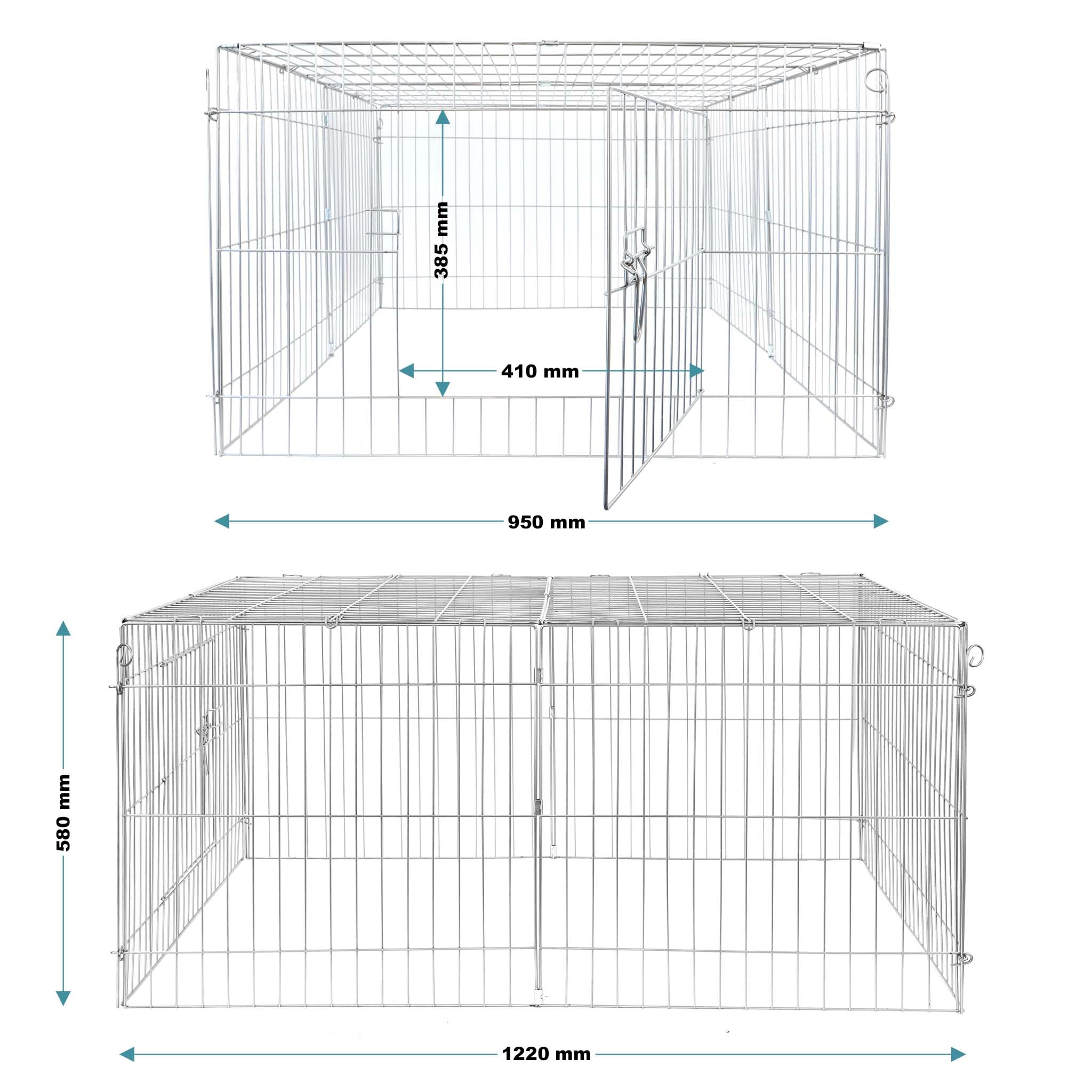 Wiltec Parc Enclos pour Petits Animaux domestiques - 122 x 95 x 58 cm - Clôture Cage avec Bâche Protection Solaire Cage - pour Cochons d'Inde Hamster