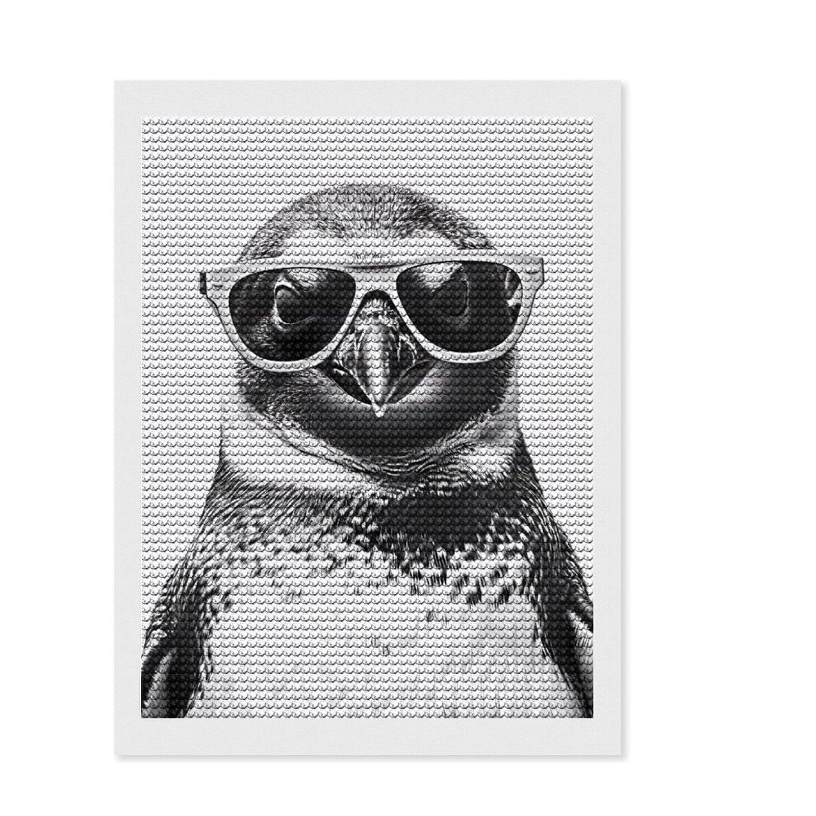 Junmoney Penguin Sunglasses Diamond Painting Kit 12"x16", Aesthetic Room Decor, Christmas Gift, Farmhouse Decor, Holiday Gift Idea