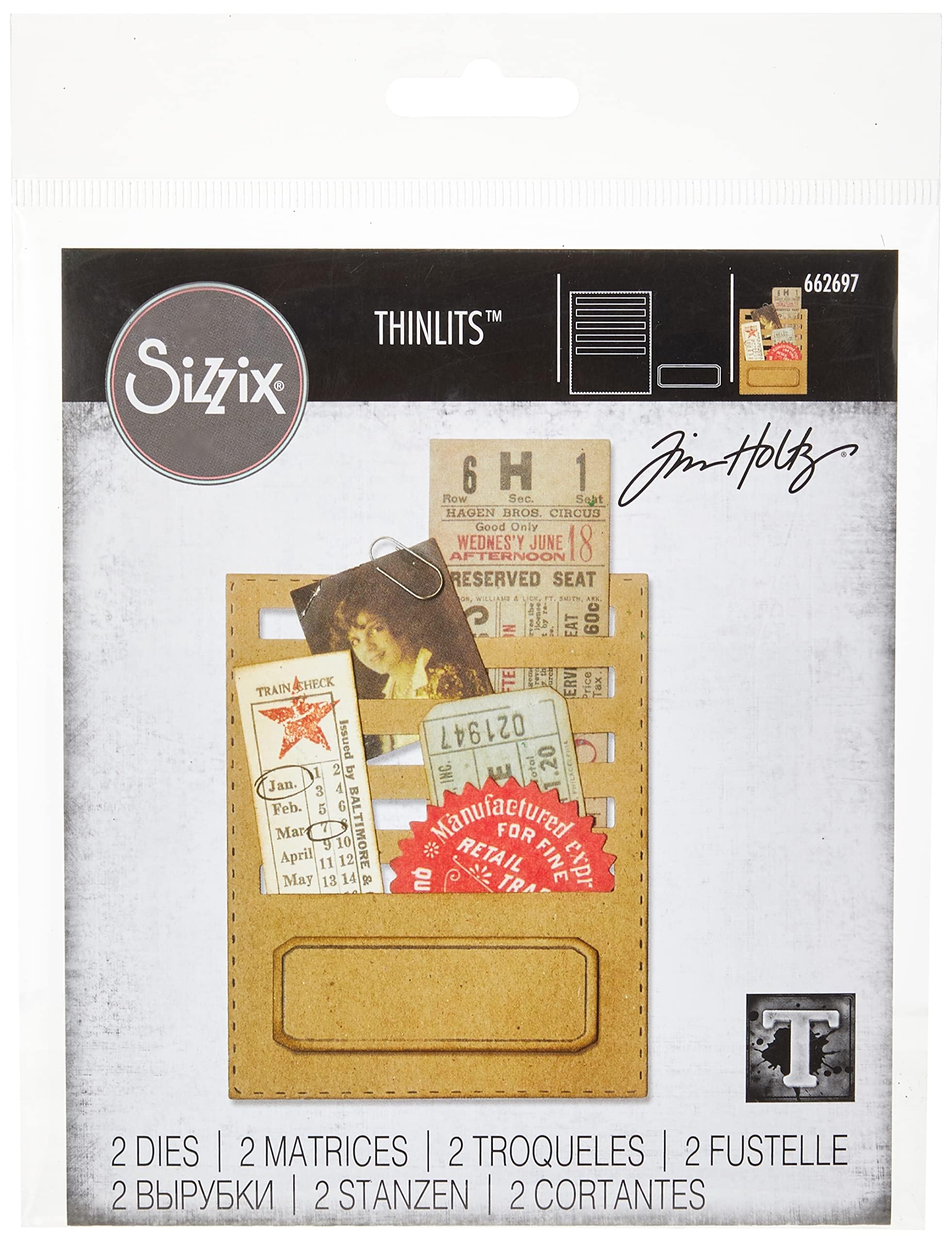 Multi Color, Thinlits Die Set , Stitched Slots by Tim Holtz, 2 Pack, One Size, 2 Count