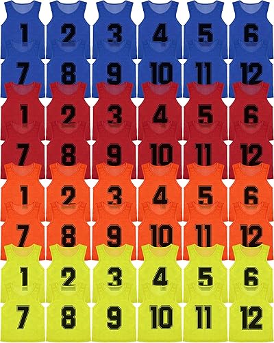 Suhine 48 piezas de pinnies para deportes, doble centavo de fútbol, chalecos Scrimmage de malla de baloncesto equipo práctica Jersey