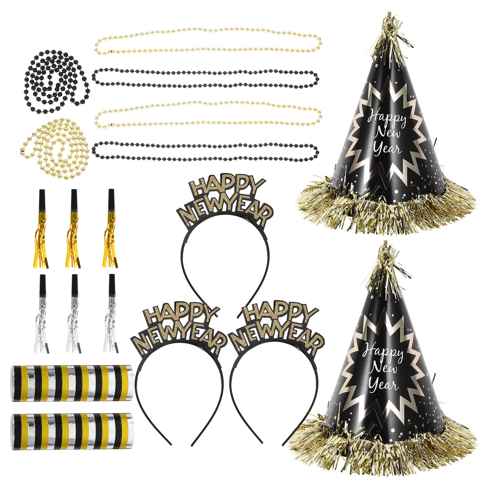 ABOOFAN 1tasche Silvester-partyhüte mit Perlenkette Stirnband und Tröten für Neujahr Partydekorationsset aus Papier Hüte und Accessoires für Silvesterfeiern