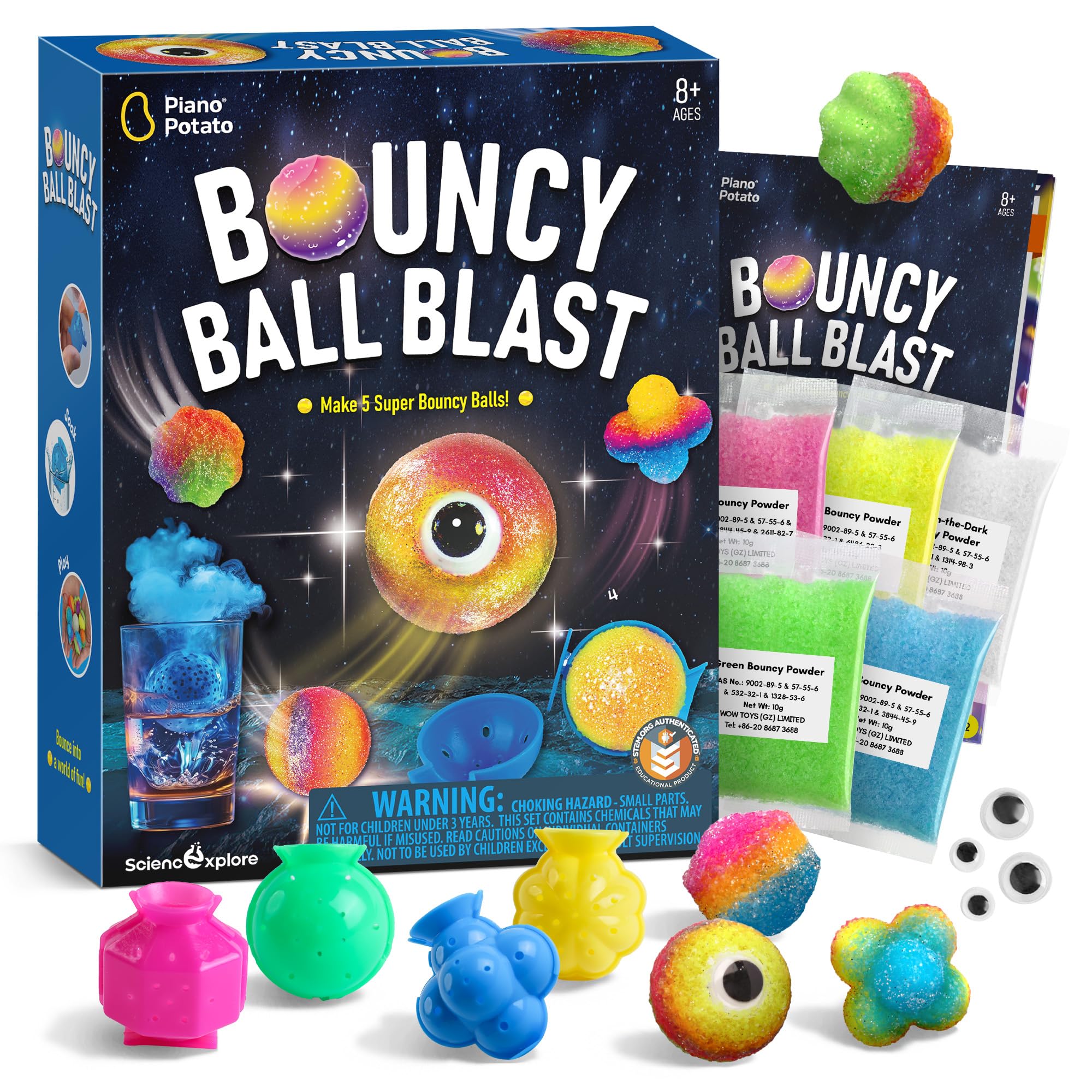 Dr. Daz Flummi Rubber Ball Bouncy Ball Making Set for Children, Bouncing Ball Set Game from 8 Years, Spring Ball for Children from 7 8 9 10 Party Favors Children's Birthday, Guest Gifts Boys Girls
