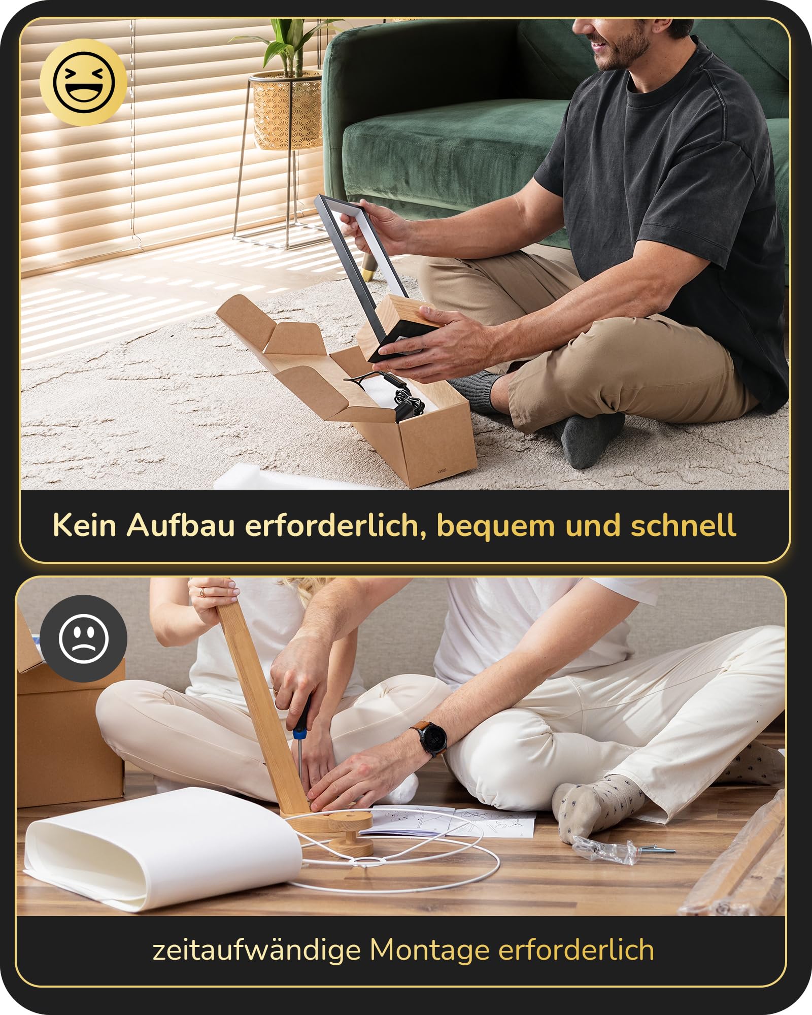 EDISHINE LED Tischlampe, Holzsockel, Touch-Dimmer, 3 Farbtemperaturen | 10 W Nachttischlampe mit Metallrahmen, Touch-Dimmer, 350 Lumen für Schlafzimmer, Wohnzimmer, 35 cm