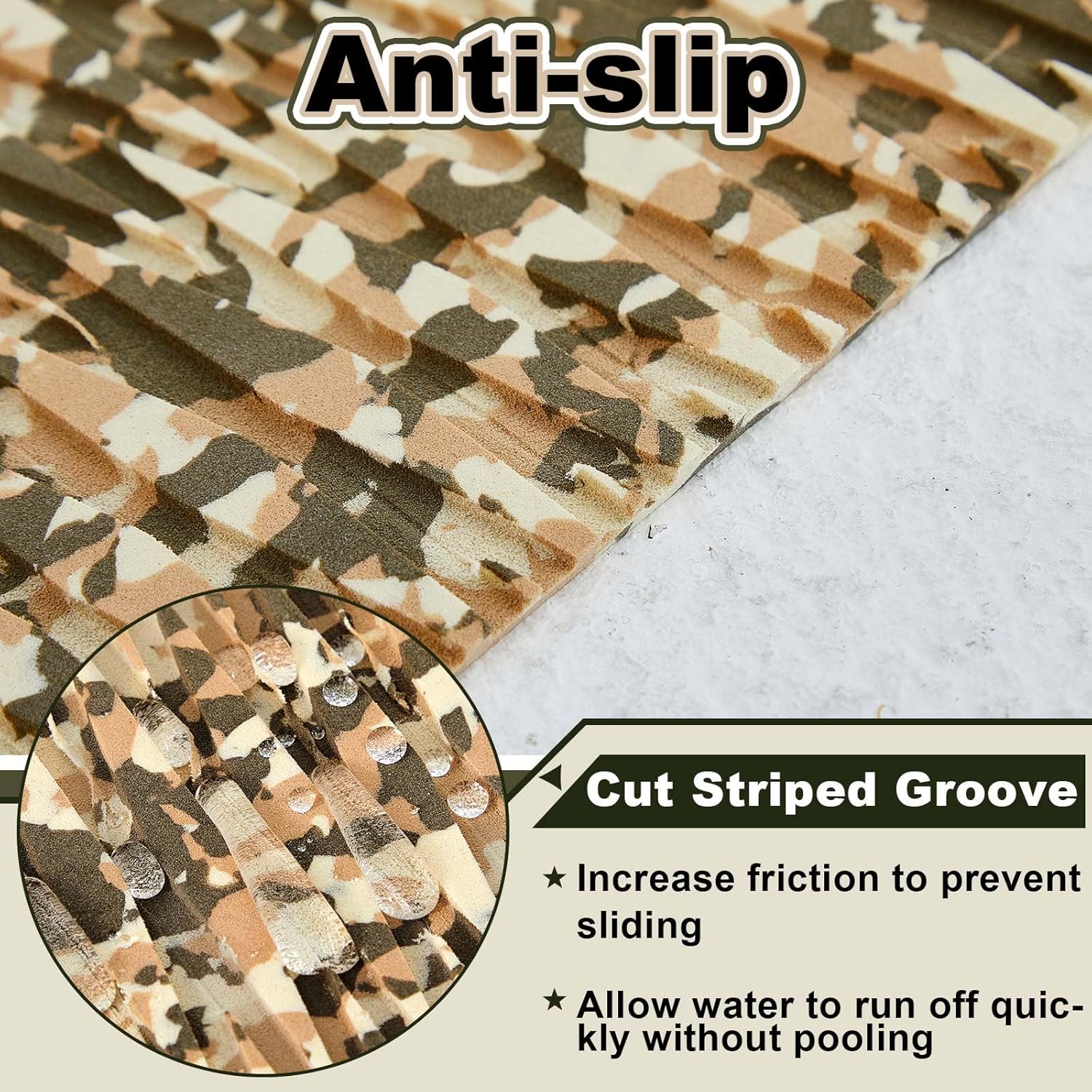 Tinideya Boat Flooring EVA Foam 94" x 35" Boat Decking Non Slip Marine Camo Self Adhesive Carpet with Roller Ruler for Kayak Yacht Motorboat (Diamonds, Camo Desert)