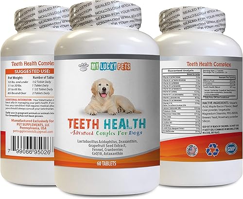 Oral Care for Dogs Bad Breath - Advanced Teeth Health for Dogs - Fights Bad Breath - Best Looking Gums and Teeth - Dog Vitamin e - 60 Tablets (1