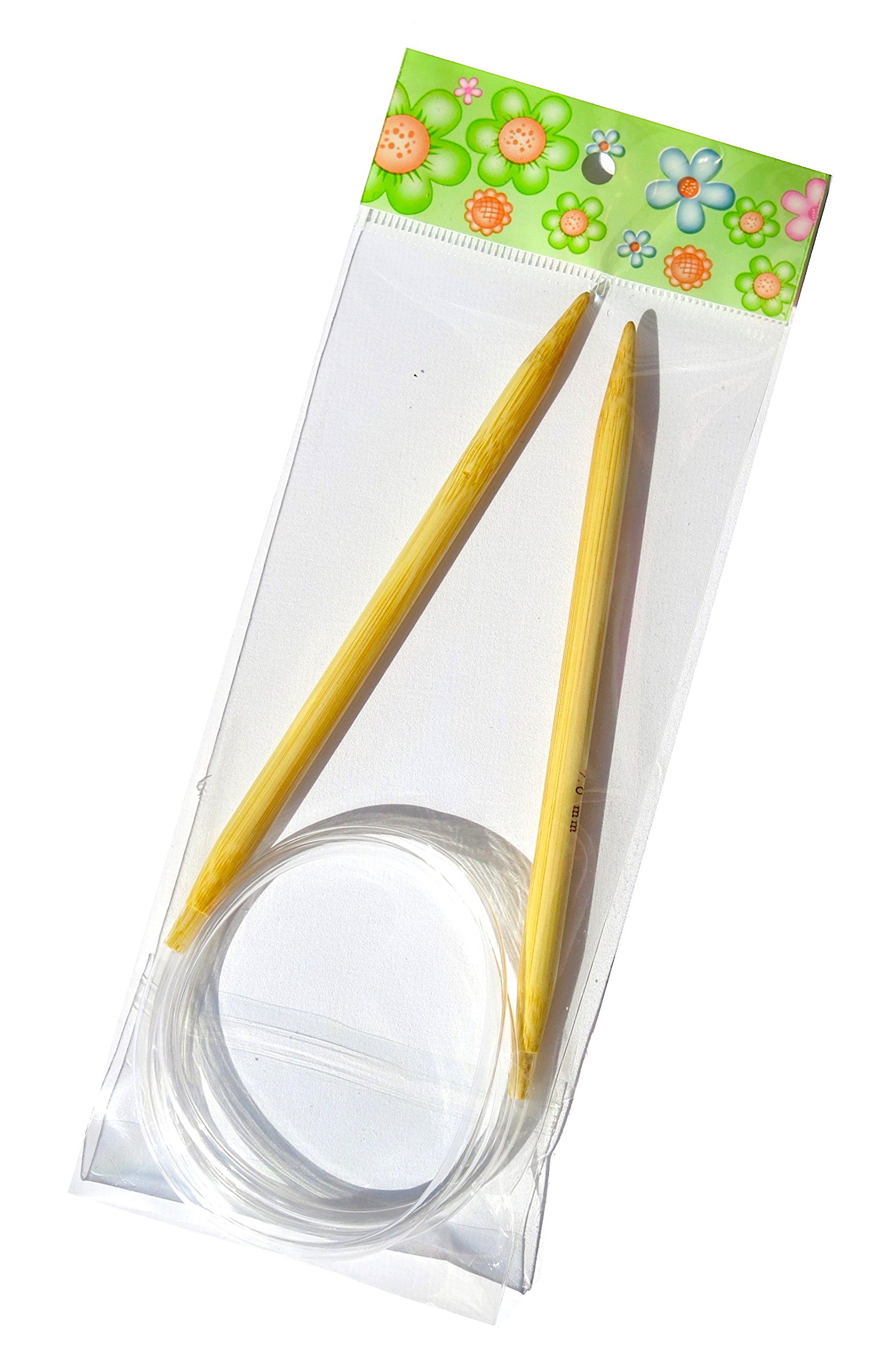 Adf Tm Natural One Pair 32'' (80Cm) X 7Mm Bamboo Circular Knitting Needles