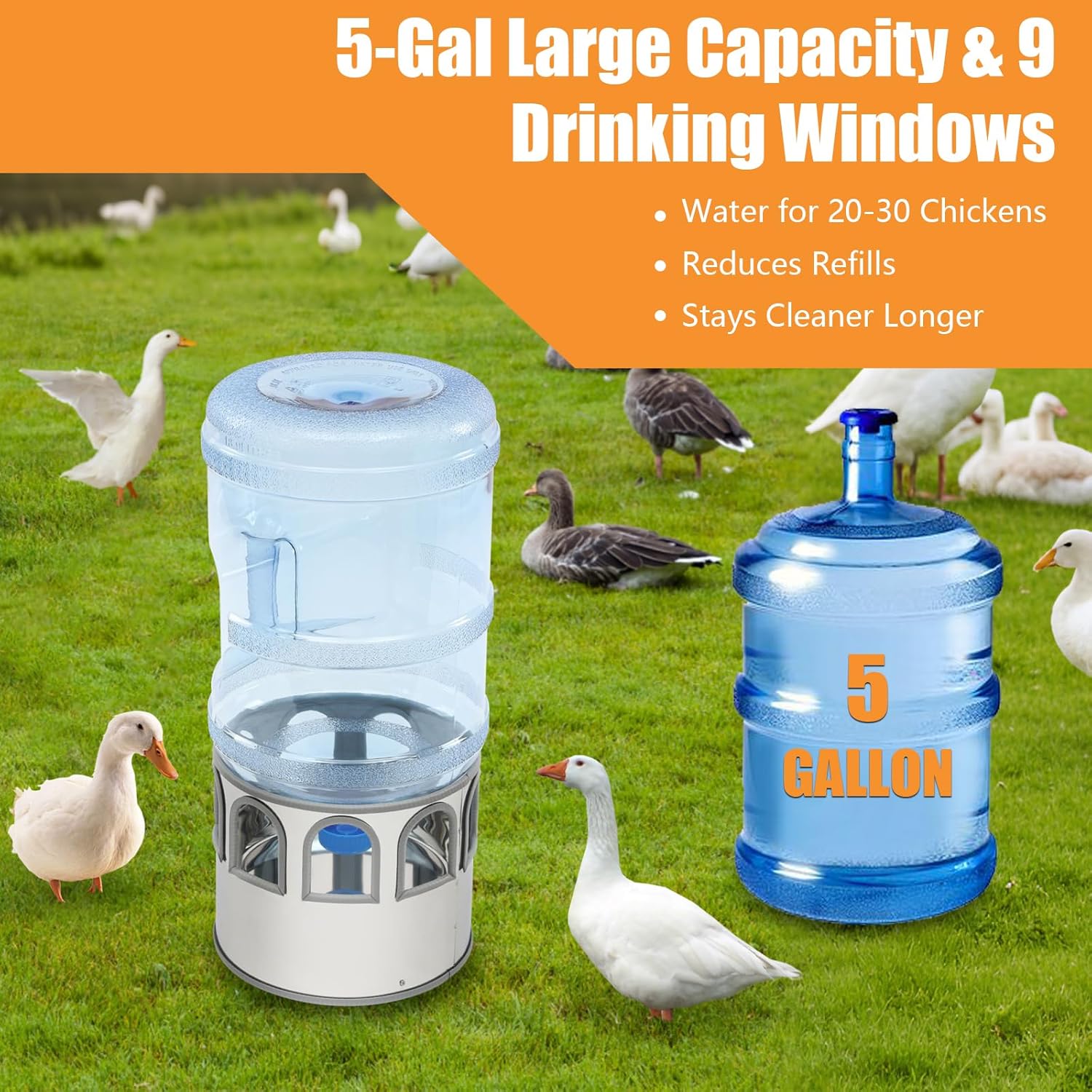 Chicken Water Heater, Heated Water Bowl for Chickens, Chicken Water Heater with 5 Gallon Bucket, All-Season Heated Poultry Waterer for Chickens and Ducks