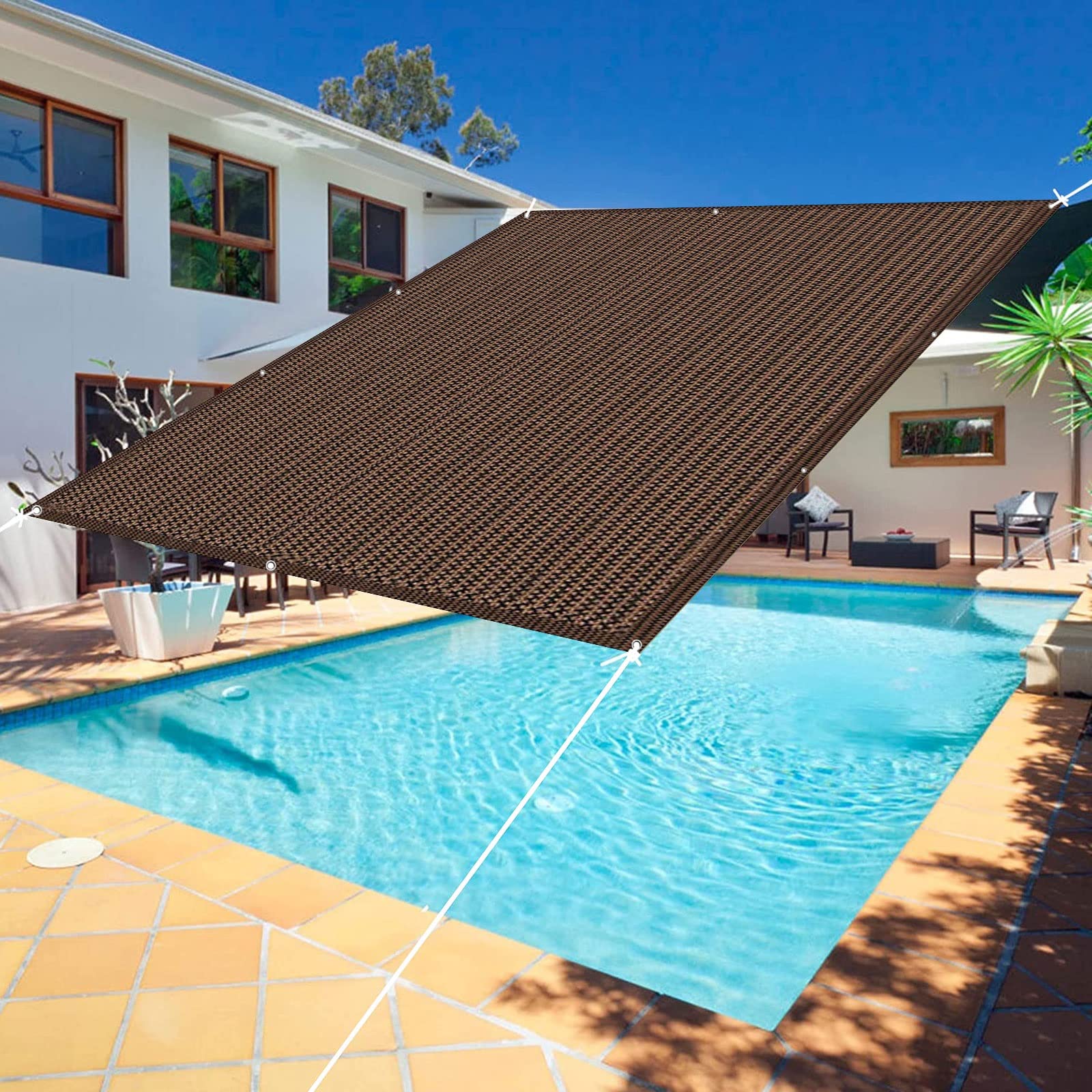 GLDYTVF Brown Sunscreen Awning Canopy 1.6 x 8m UV Protection Windproof Shade Sails for Garden Pergola Patio Includes Mounting Hardware Outdoor Sun Shade Sail for Garden Privacy and Comfort