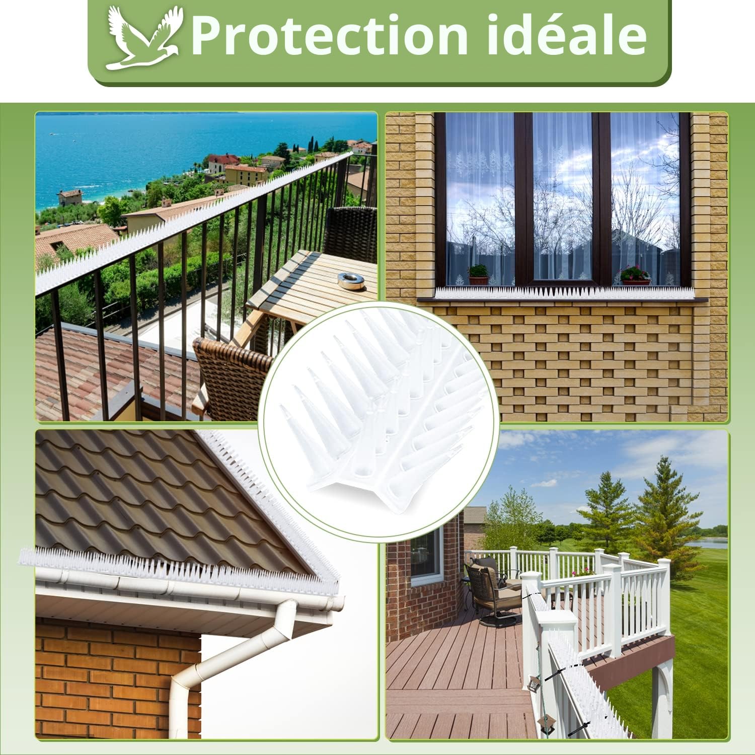 Pic Anti Pigeon en Plastique 5.16M Transparent Pique Anti Pigeon Balcon Anti Pigeons pour Balcon Kit Repulsif Oiseaux Pic Anti Chat pour Moineaux Corneilles Chat