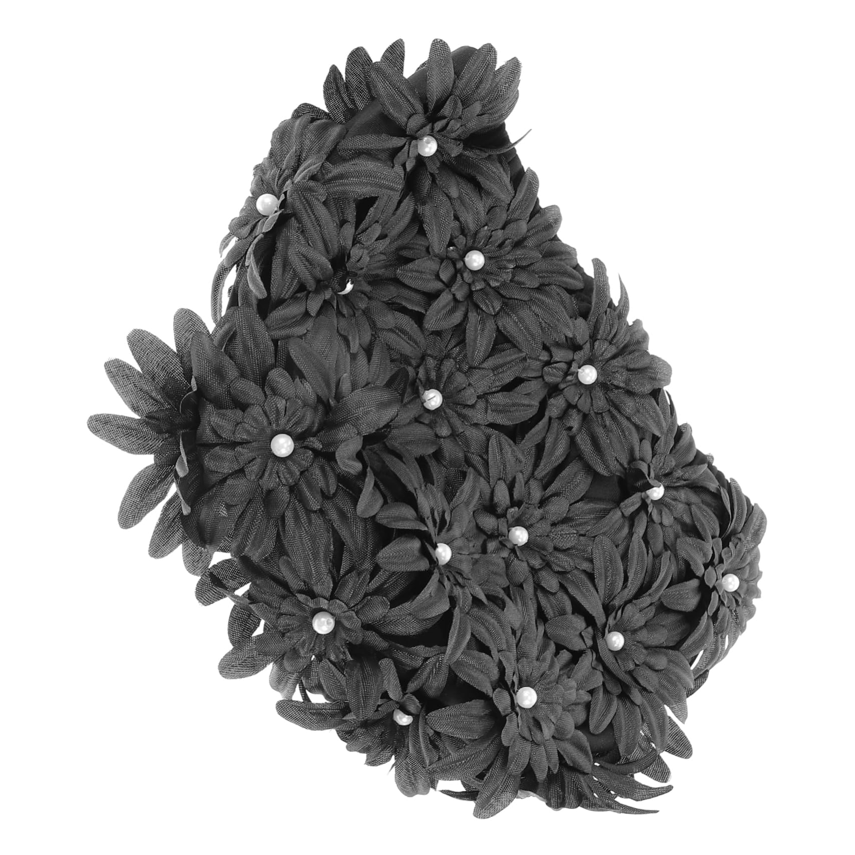 VANZACK Tapa De Natación De Flores Impermeable Nadar Sombrero De Natación Floral Tapa De Natación Impermeable Sombrero De Baño Retro Mujer Gorro De Baño Pelo Largo Brocado Negro